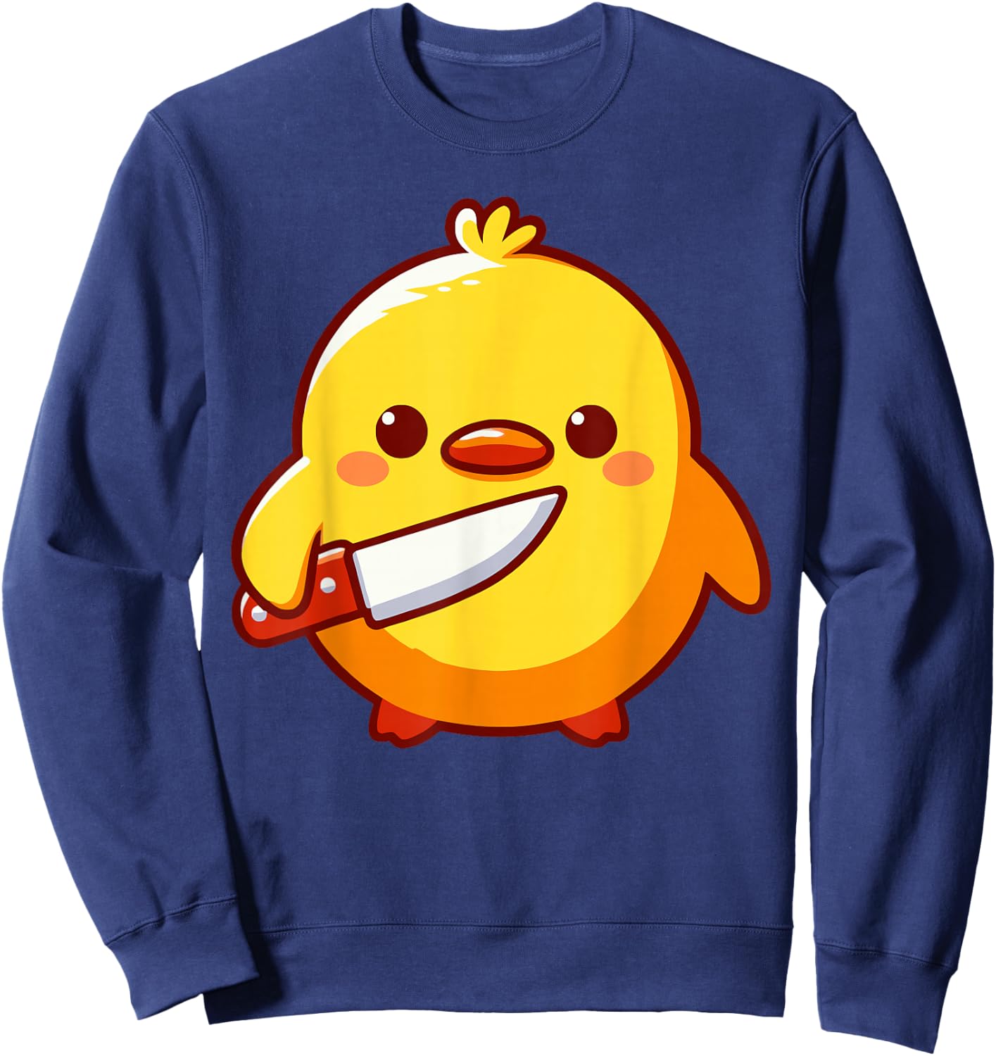 Duck with Knife Meme Chick with Knife Sweatshirt - Sweatshirt | Navy