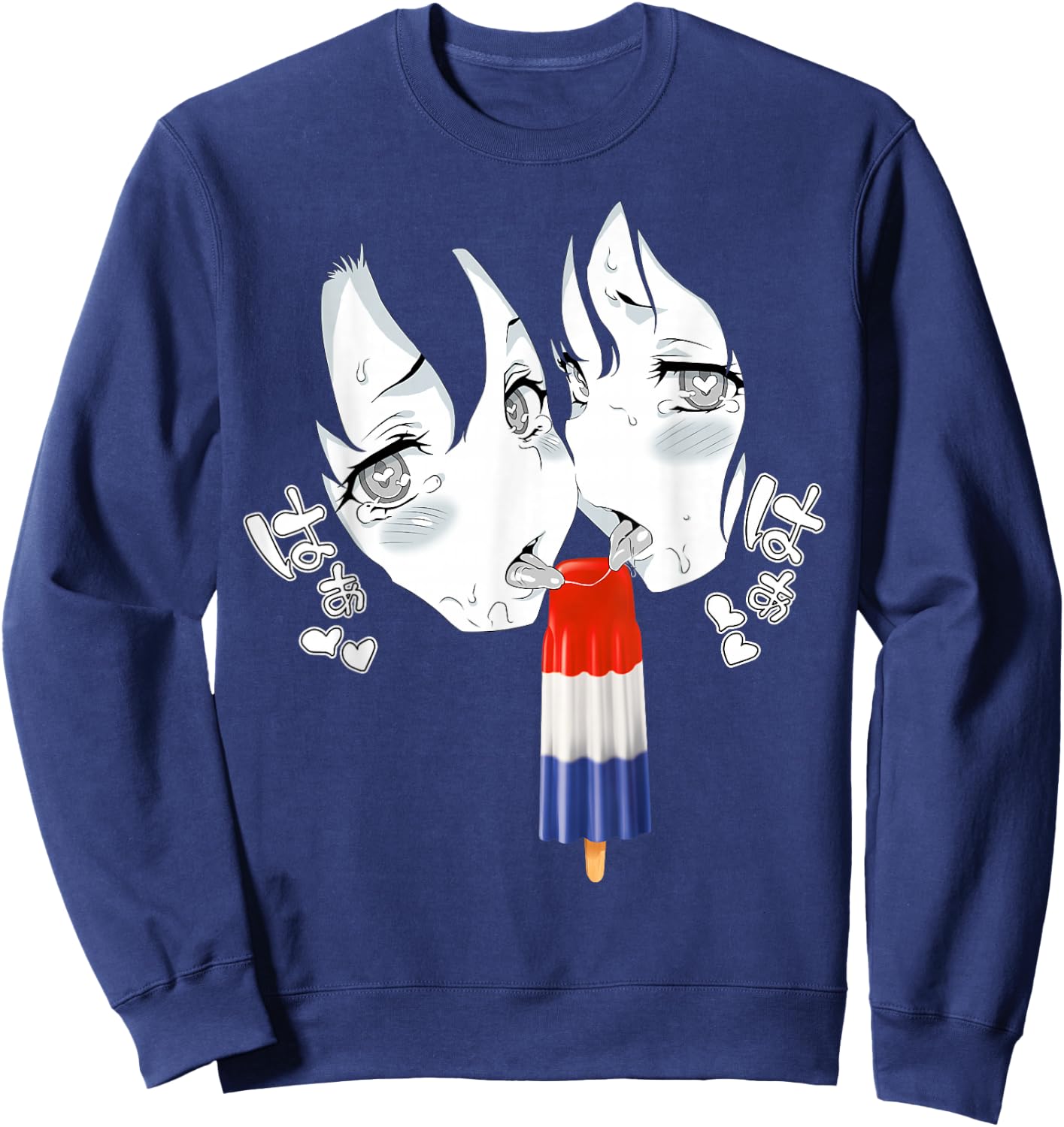 Ahegao Face Anime Manga Hentai Popsicle Apparel Sweatshirt - Sweatshirt | Navy
