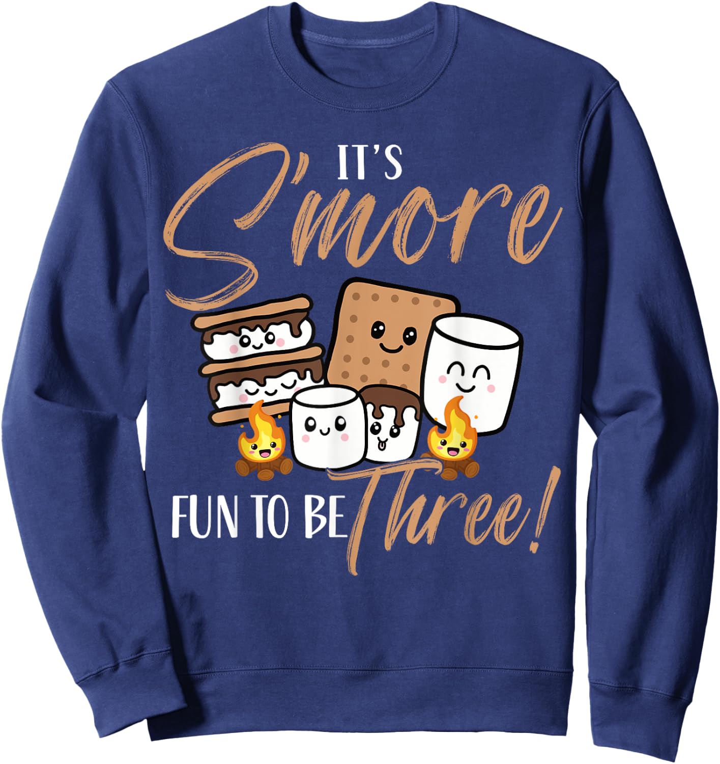 It's S'more Fun To Be Three 3 Birthday Campfire Marshmallow Sweatshirt - Sweatshirt | Navy