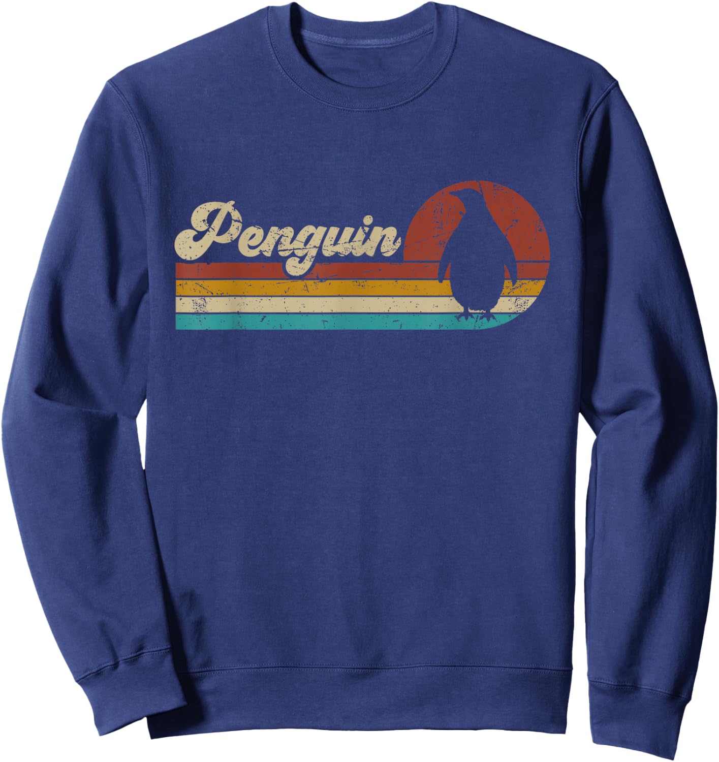 Retro Vintage Penguin Women Kids Funny Penguin Lover Sweatshirt - Sweatshirt | Navy
