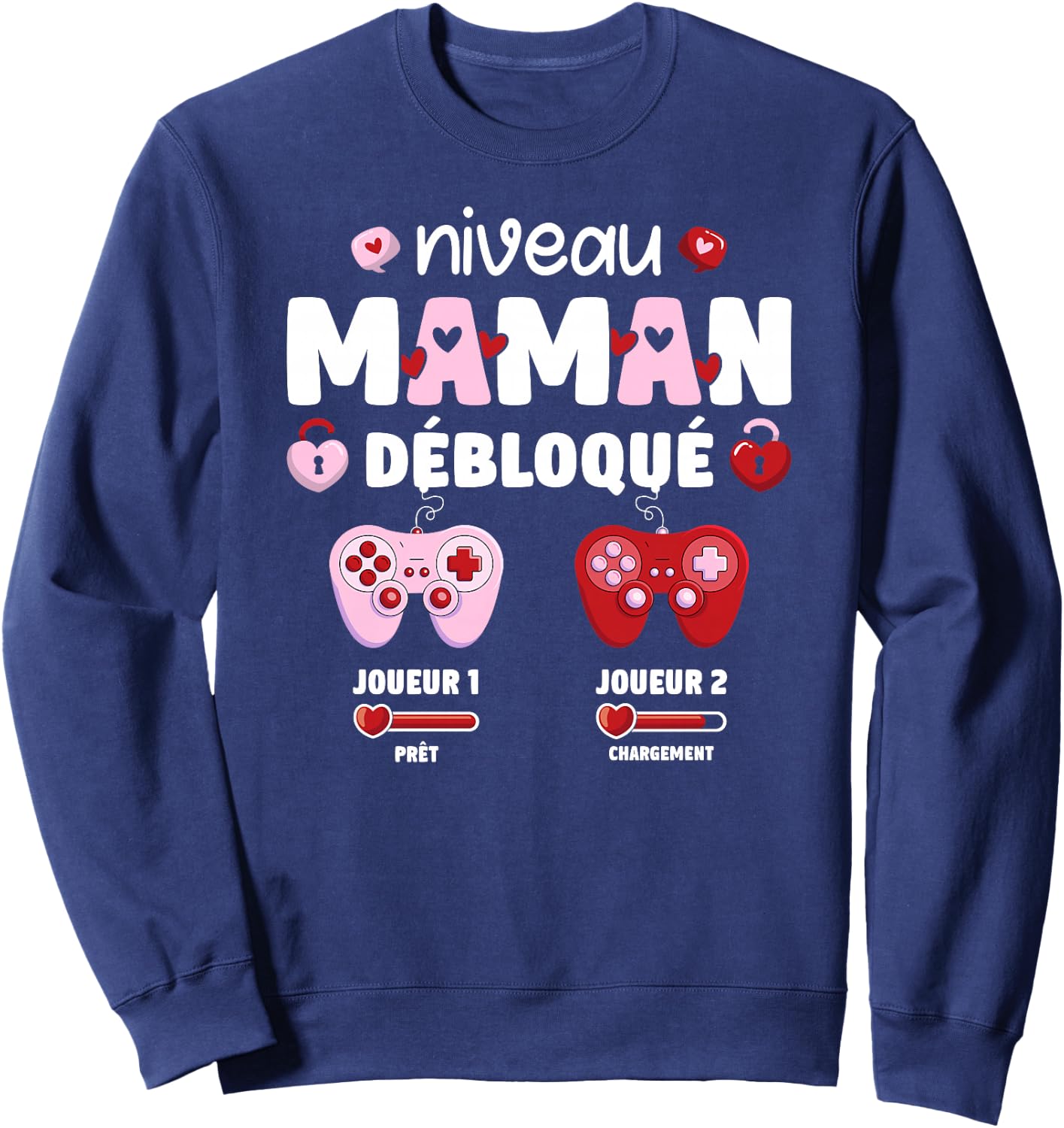 Enceinte Maman Niveau Maman Débloqué Geek en Cours 2025 Haut de Gamme Sweatshirt - Sweatshirt | Navy