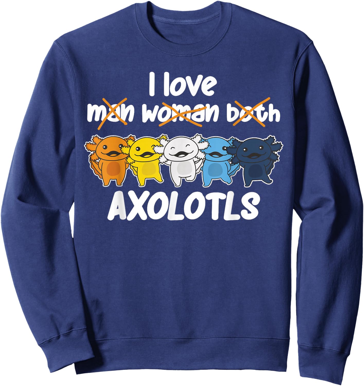 Aroace Flag Pride LGBTQ Axolotls cute Aroace Axolotl Sweatshirt - Sweatshirt | Navy