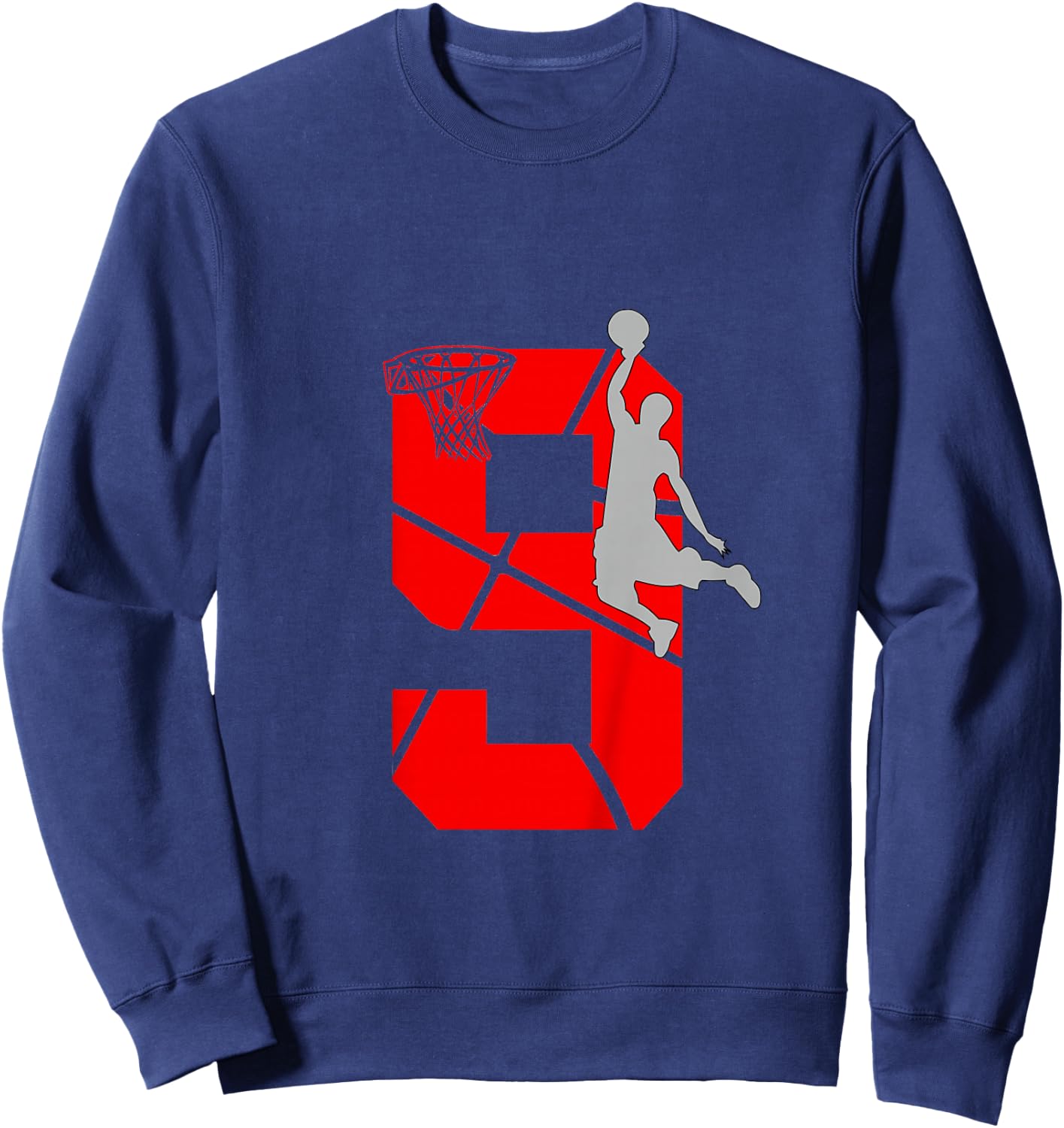 9 Year Old 9th Basketball Birthday PartyTheme Boys Girls Sweatshirt - Sweatshirt | Navy