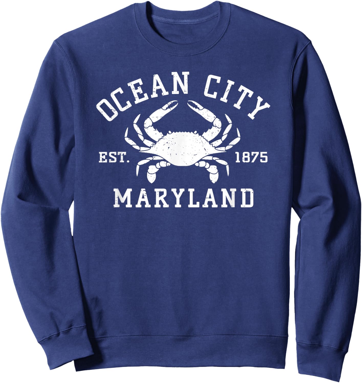 Ocean City Maryland Crab Souvenir Retro Throwback Men Women Sweatshirt - Sweatshirt | Navy