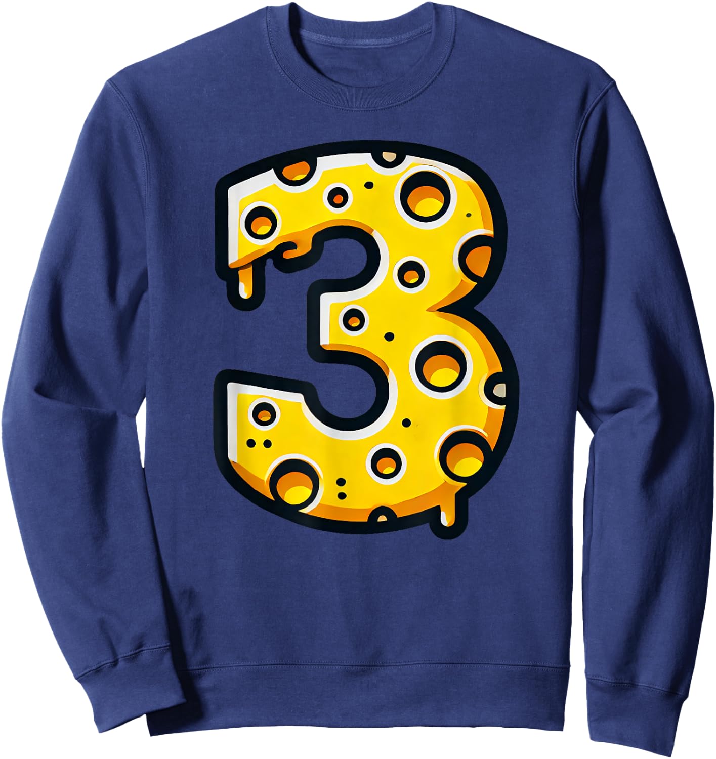 Happy 3rd Birthday Cheese 3 Years Old Number Boys Girls Kids Sweatshirt - Sweatshirt | Navy