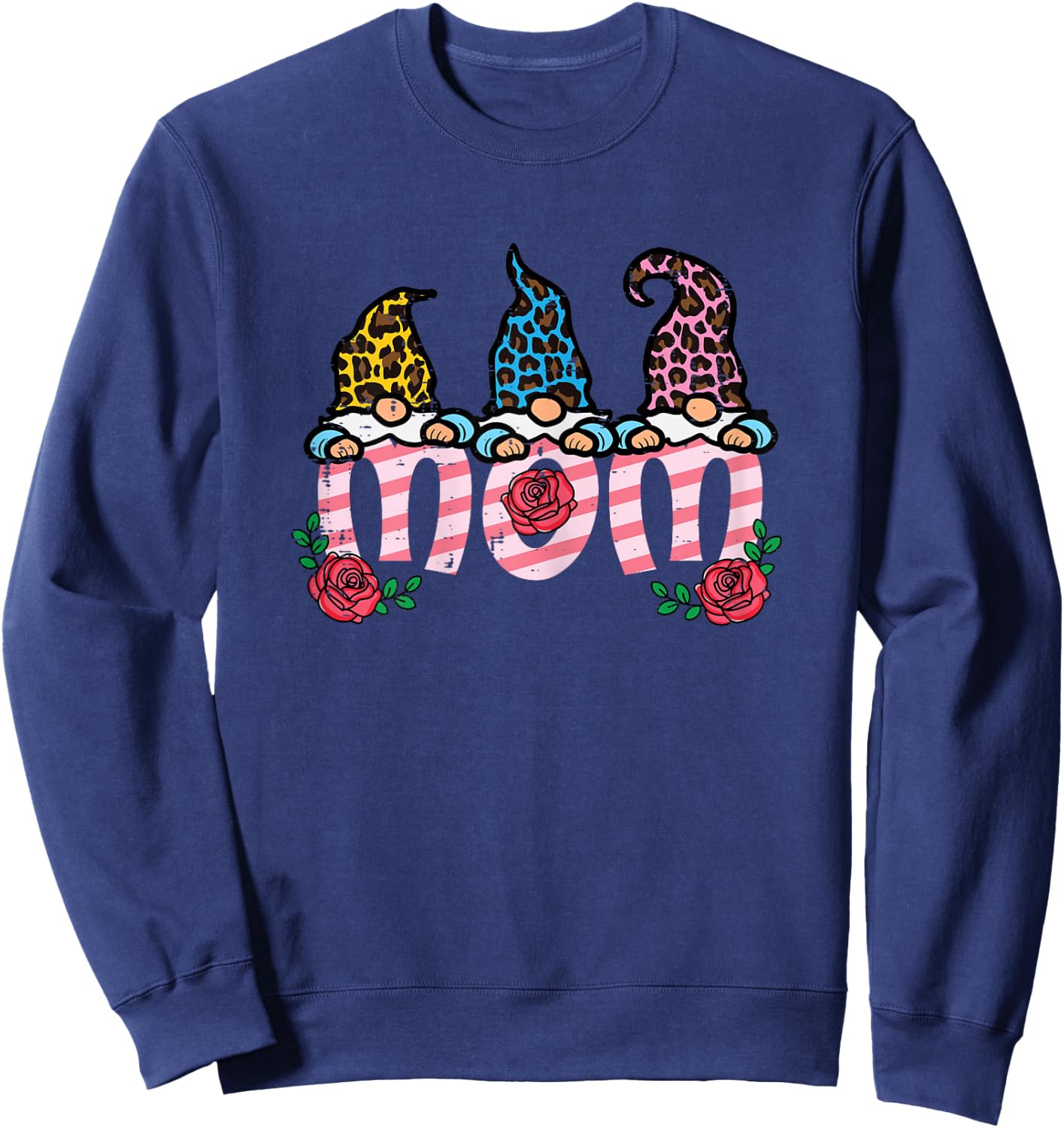 Mothers Day Gnomes Mom Cute Mama Mommy Floral Garden Women Sweatshirt - Sweatshirt | Navy