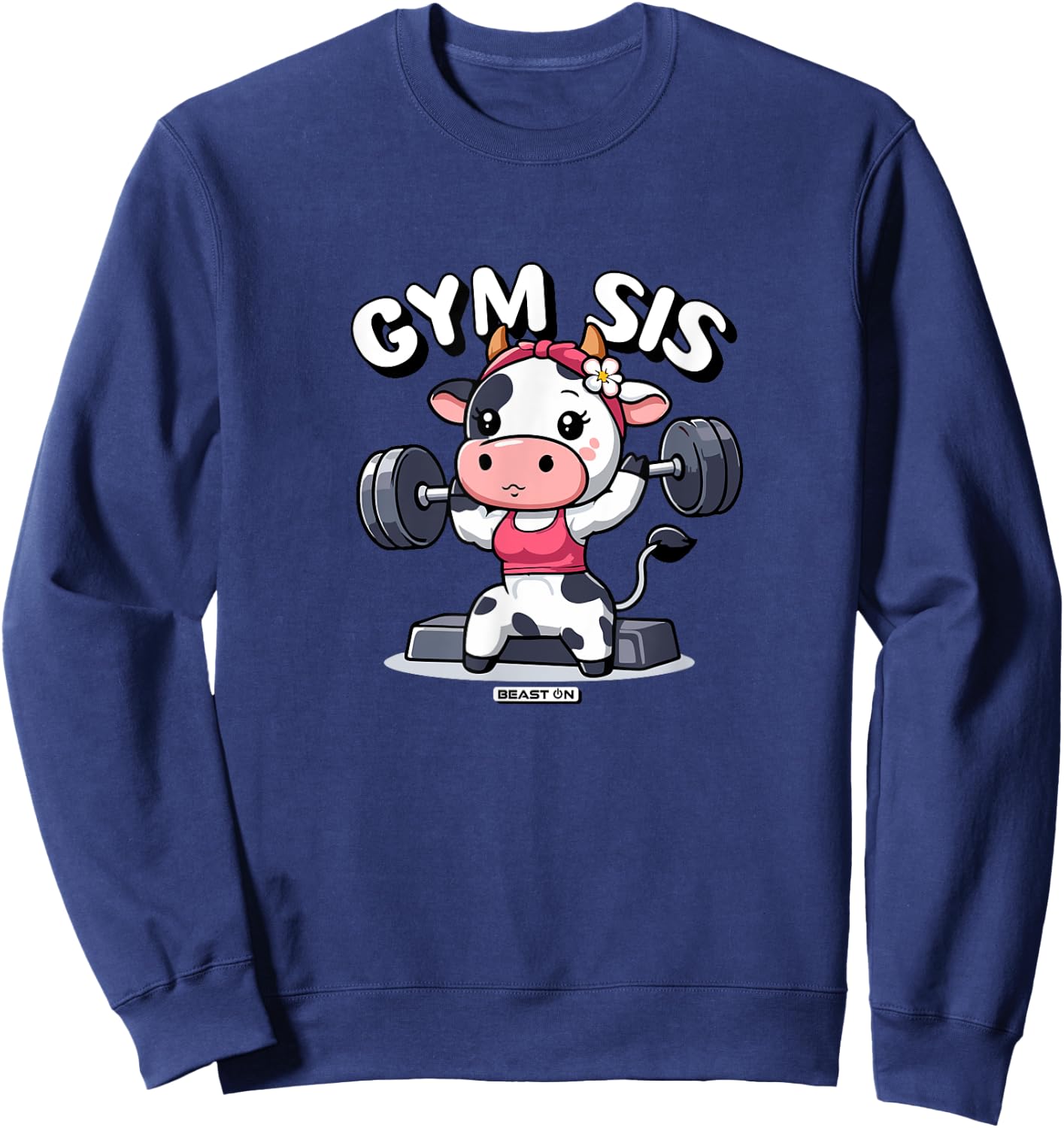 Gym Sis Cow Funny Fitness Training Cute Women Sweatshirt - Sweatshirt | Navy