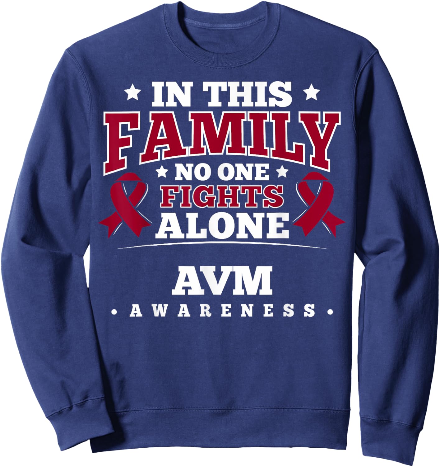 AV Malformation Awareness Ribbon AVM Survivor Sweatshirt - Sweatshirt | Navy