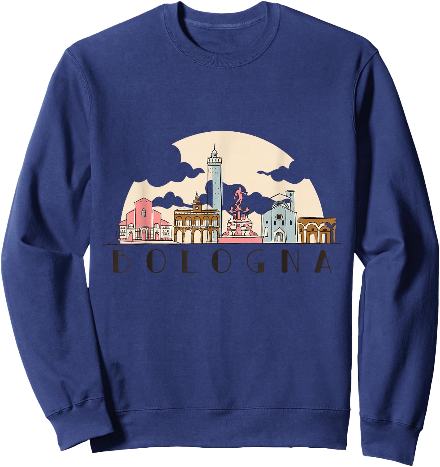 Bologna Skyline Vintage Italian Souvenir Italy Sweatshirt - Sweatshirt | Navy