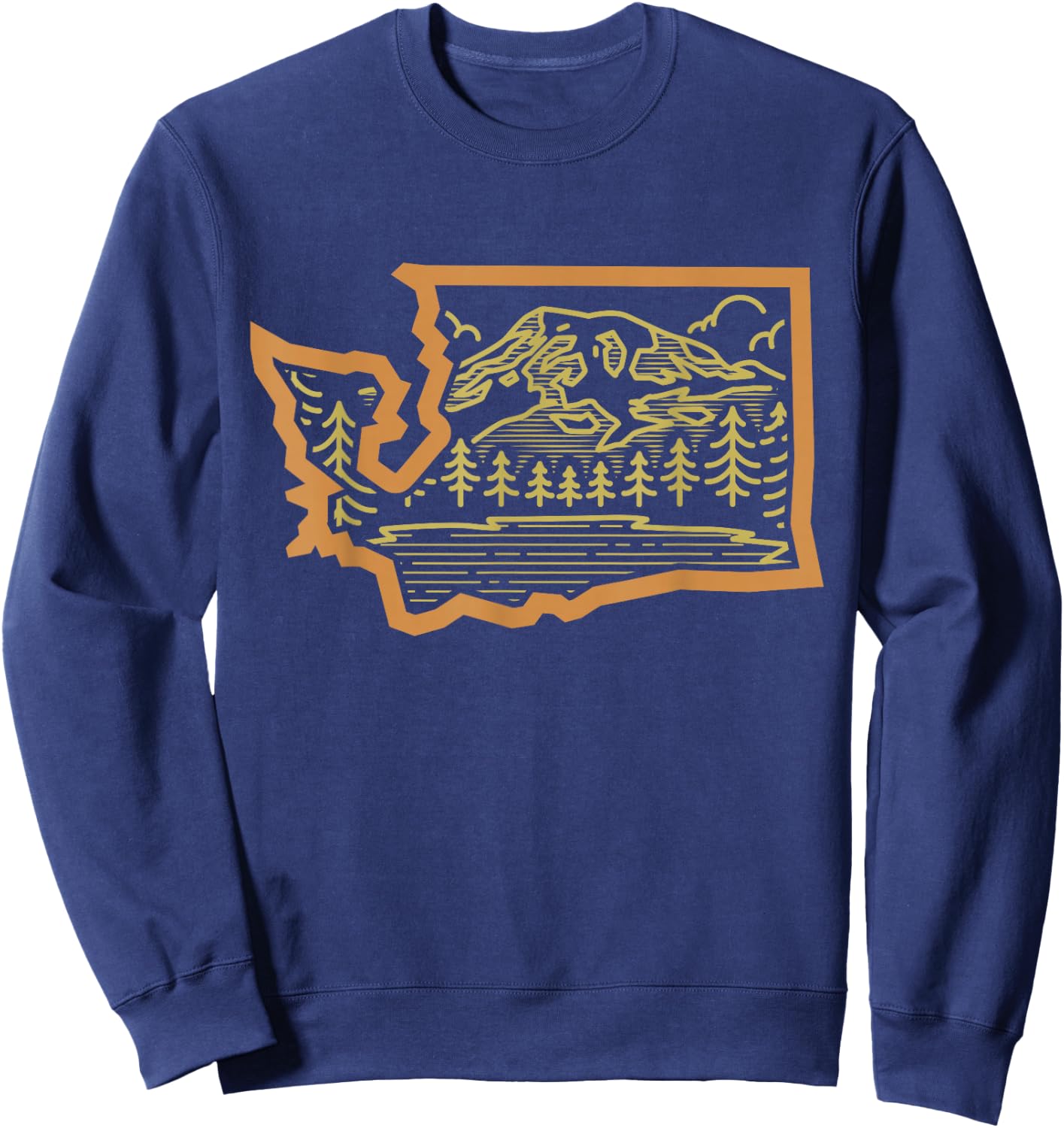 Washington Mountain Landscape State Outline Design Sweatshirt - Sweatshirt | Navy