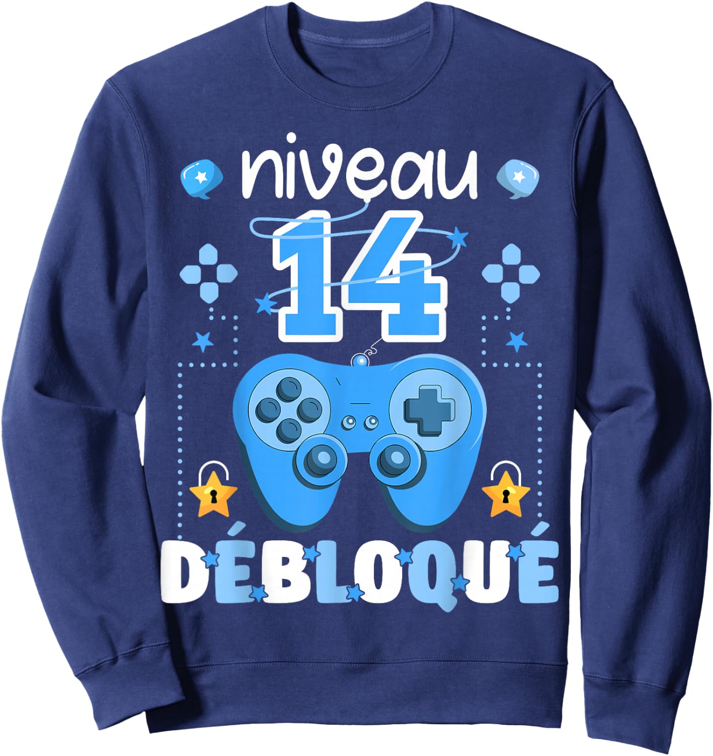Level 14 Unlocked Gaming Teen Geek Birthday 14 Years Gamer , Black, S Sweatshirt - Sweatshirt | Navy