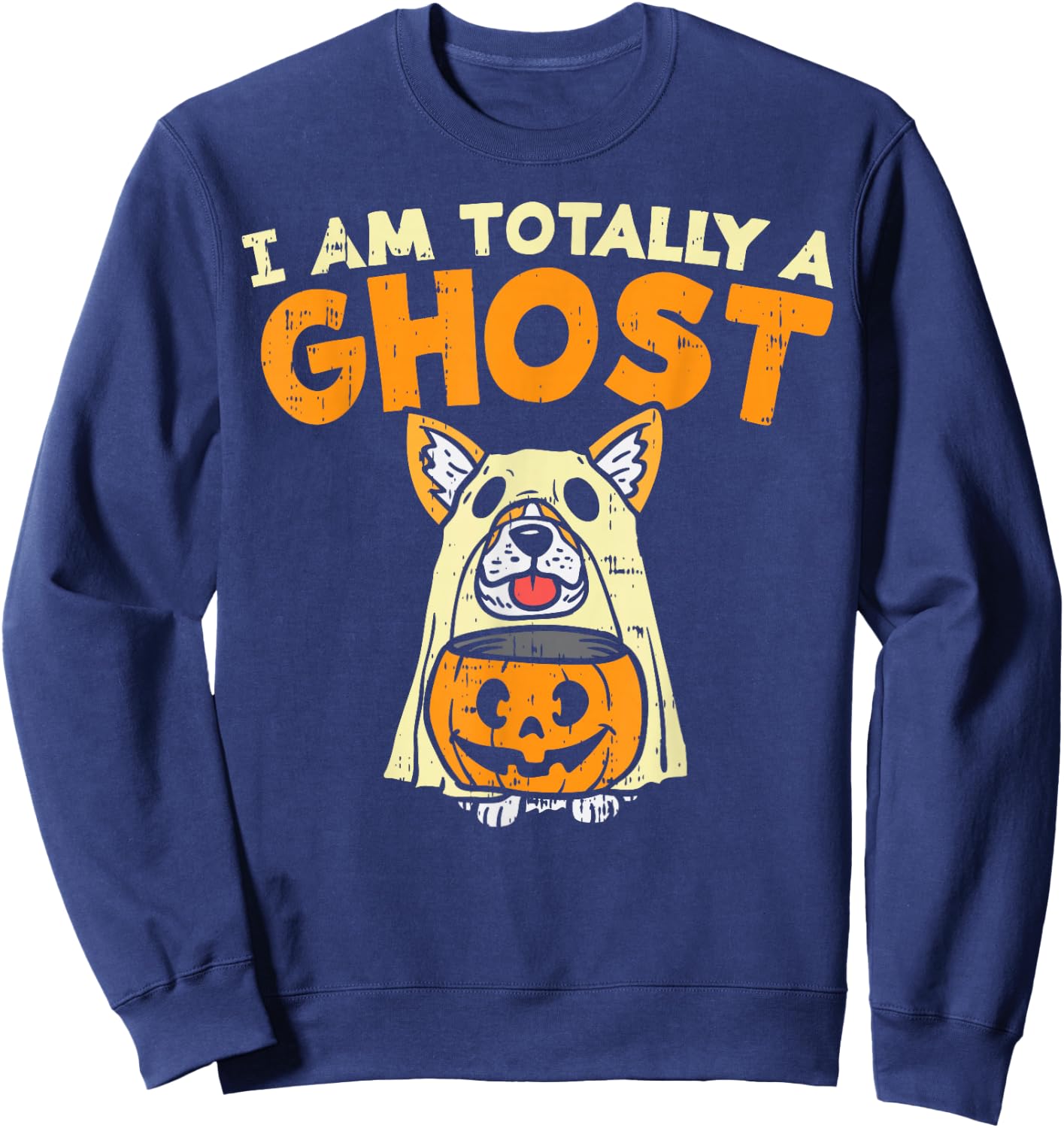 Welsh Corgi Totally Ghost Funny Halloween Costume Dog Owner Sweatshirt - Sweatshirt | Navy