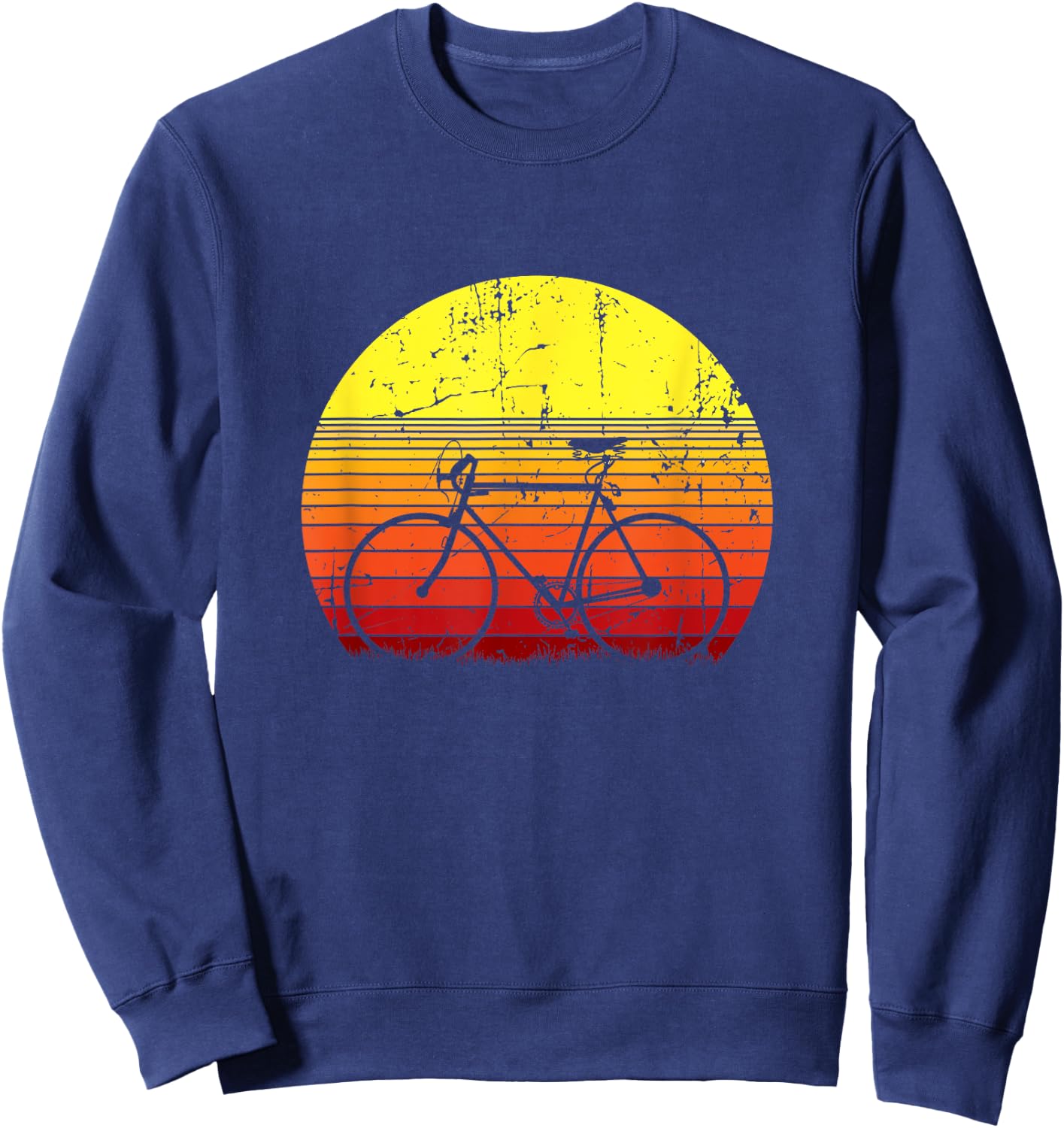 Vintage Racing Bike Cycling Sunset Bike , Black, S Sweatshirt - Sweatshirt | Navy