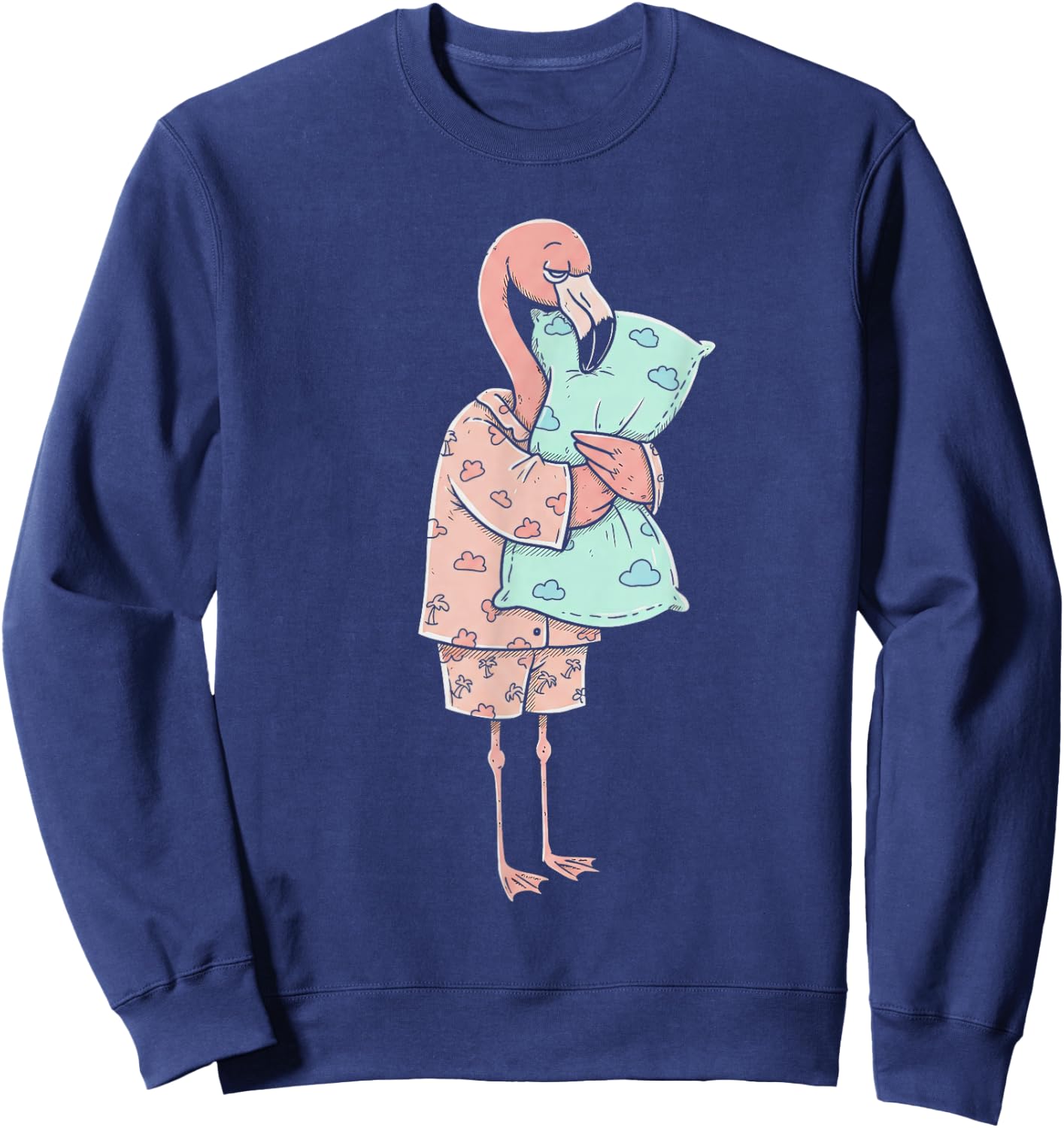 Funny Sleepy Flamingo Pajama Women Men Kids Boys And Girls Sweatshirt - Sweatshirt | Navy