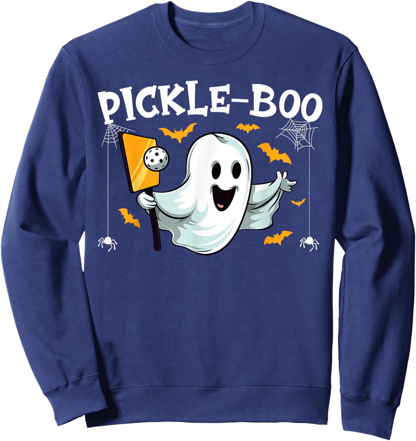 Pickleball Halloween Funny Ghost Pickle-boo Pun Paddle Sweatshirt - Sweatshirt | Navy