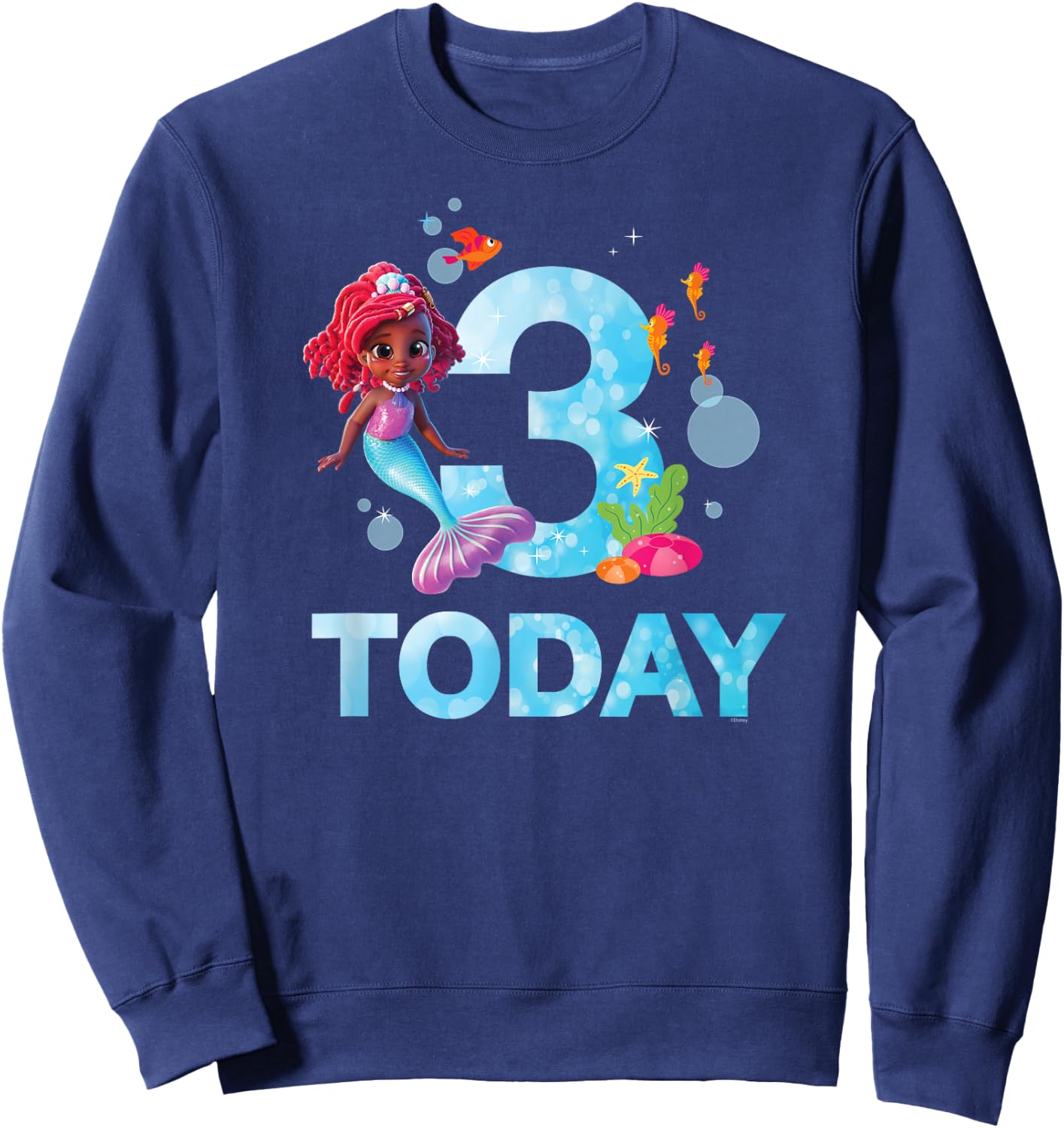 Disney Junior’s Ariel Third Birthday 3 Years Old Today Sweatshirt - Sweatshirt | Navy