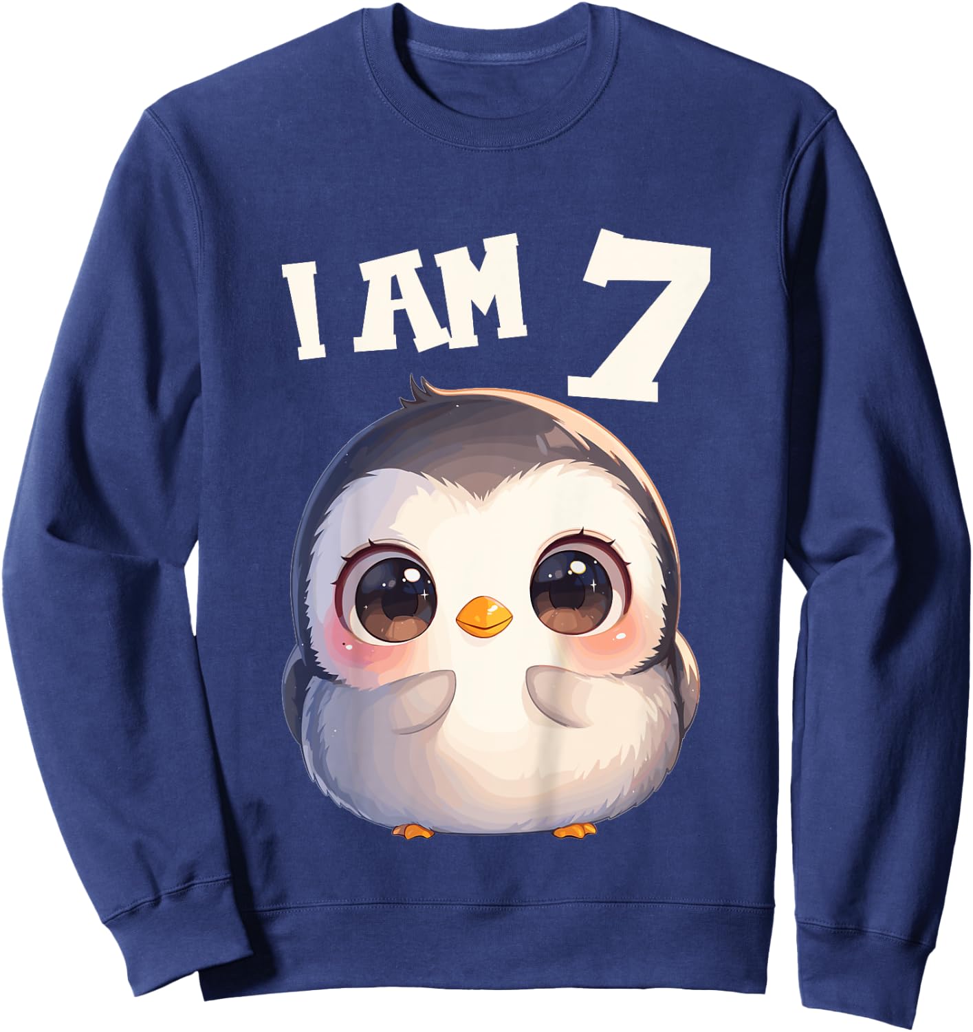 Kids 7 Years old 7 birthday Penguins Boy Girl Penguin Sweatshirt - Sweatshirt | Navy