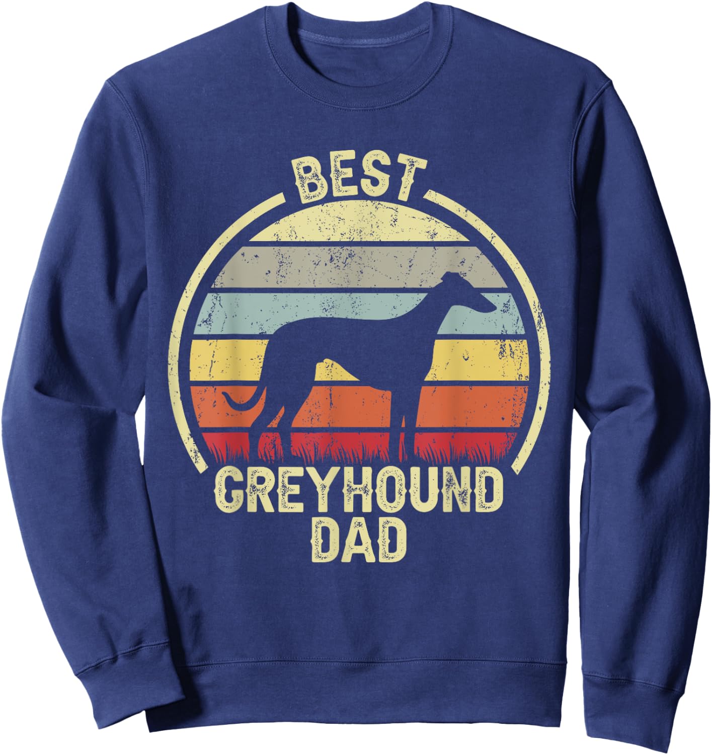 Best Dog Father Dad - Vintage Greyhound Sweatshirt - Sweatshirt | Navy