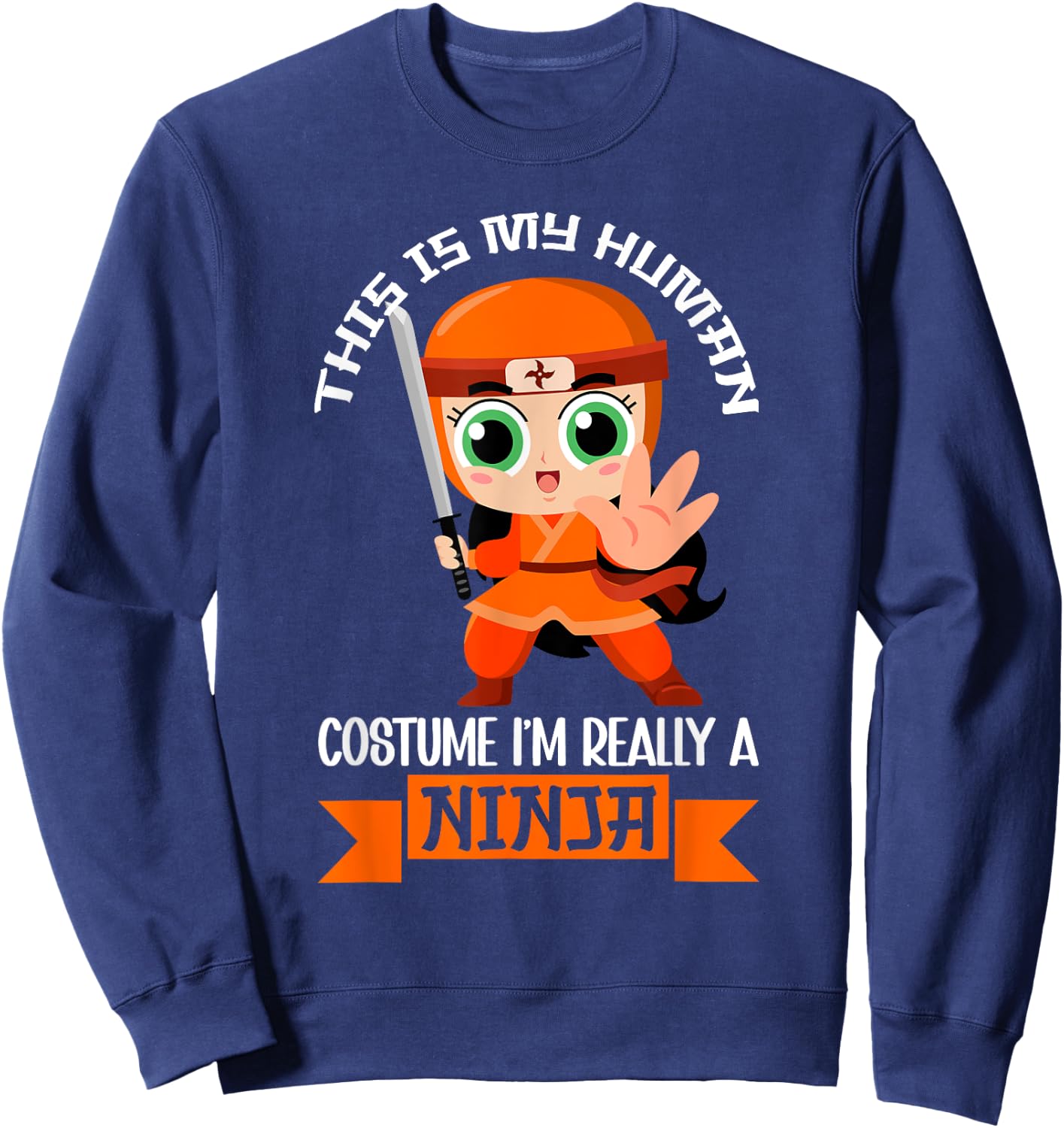 Ninja Kids Martial Arts Warrior Ninjutsu Bday Party , Black, S Sweatshirt - Sweatshirt | Navy