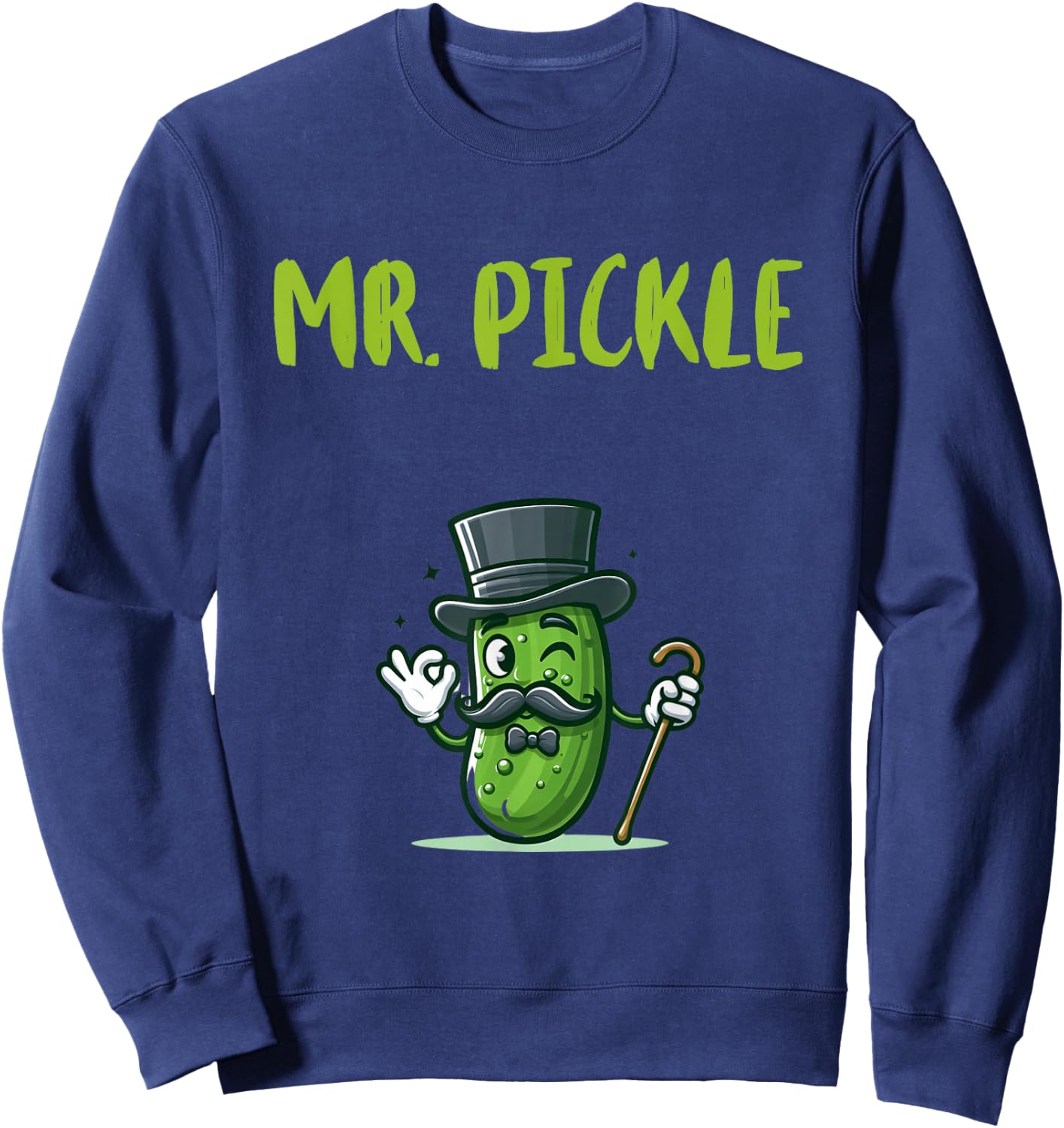 Foodie Design Mr. Pickle - Men's -Adults Black Small Classic Fit Short Sleeve Pickle-Themed Sweatshirt - Sweatshirt | Navy