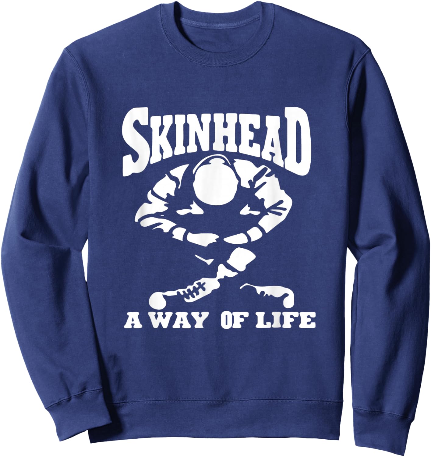 Jujubella Herren Skinhead, Rasiert Schwarz Klein Klassische Passform Kurzarm Sweatshirt - Sweatshirt | Navy