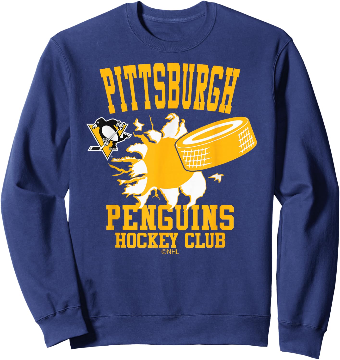 Pittsburgh Penguins Hockey Puck Burst Dark Heather Sweatshirt - Sweatshirt | Navy
