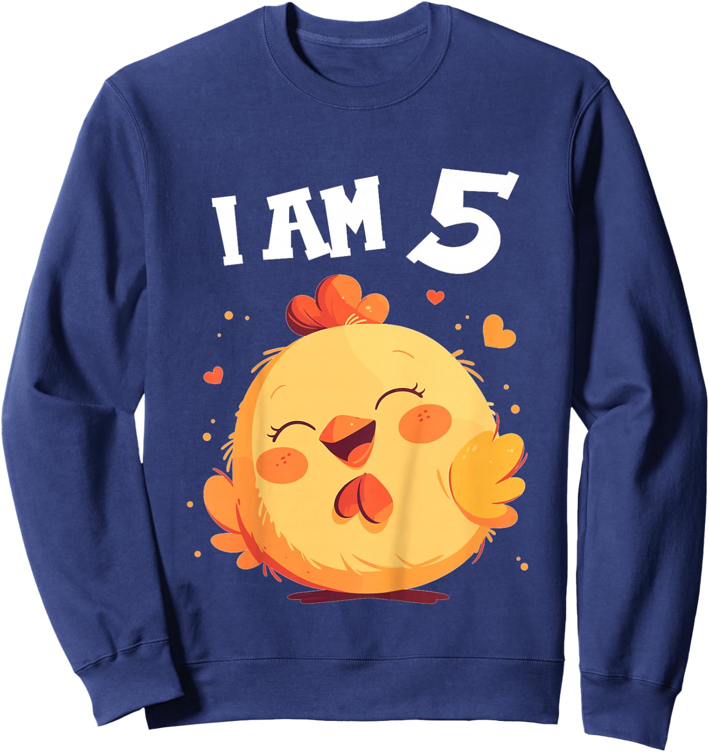 Kids 5 Years old 5 birthday Chickens Boy Girl Chicken Sweatshirt - Sweatshirt | Navy