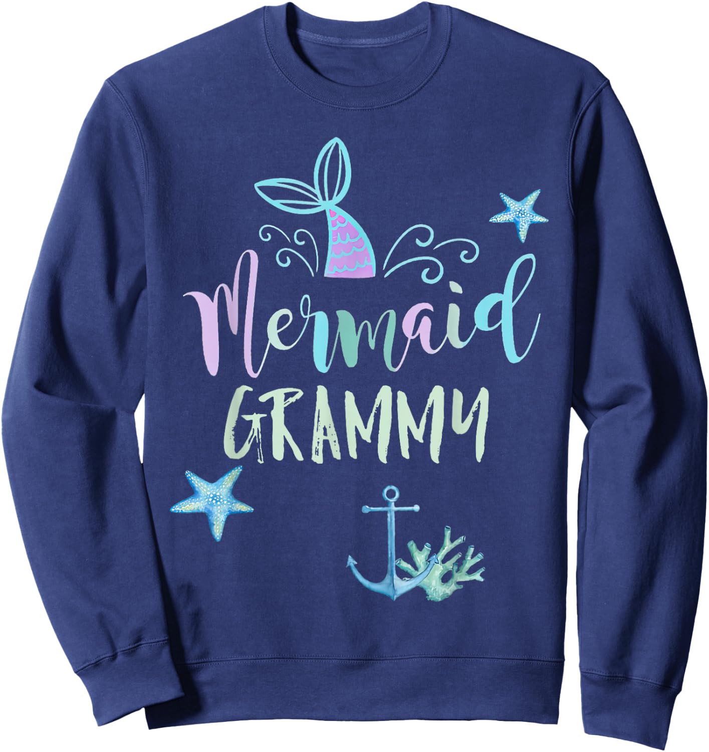Mermaid Grammy Birthday Mermaid Family Matching Party Squad Sweatshirt - Sweatshirt | Navy
