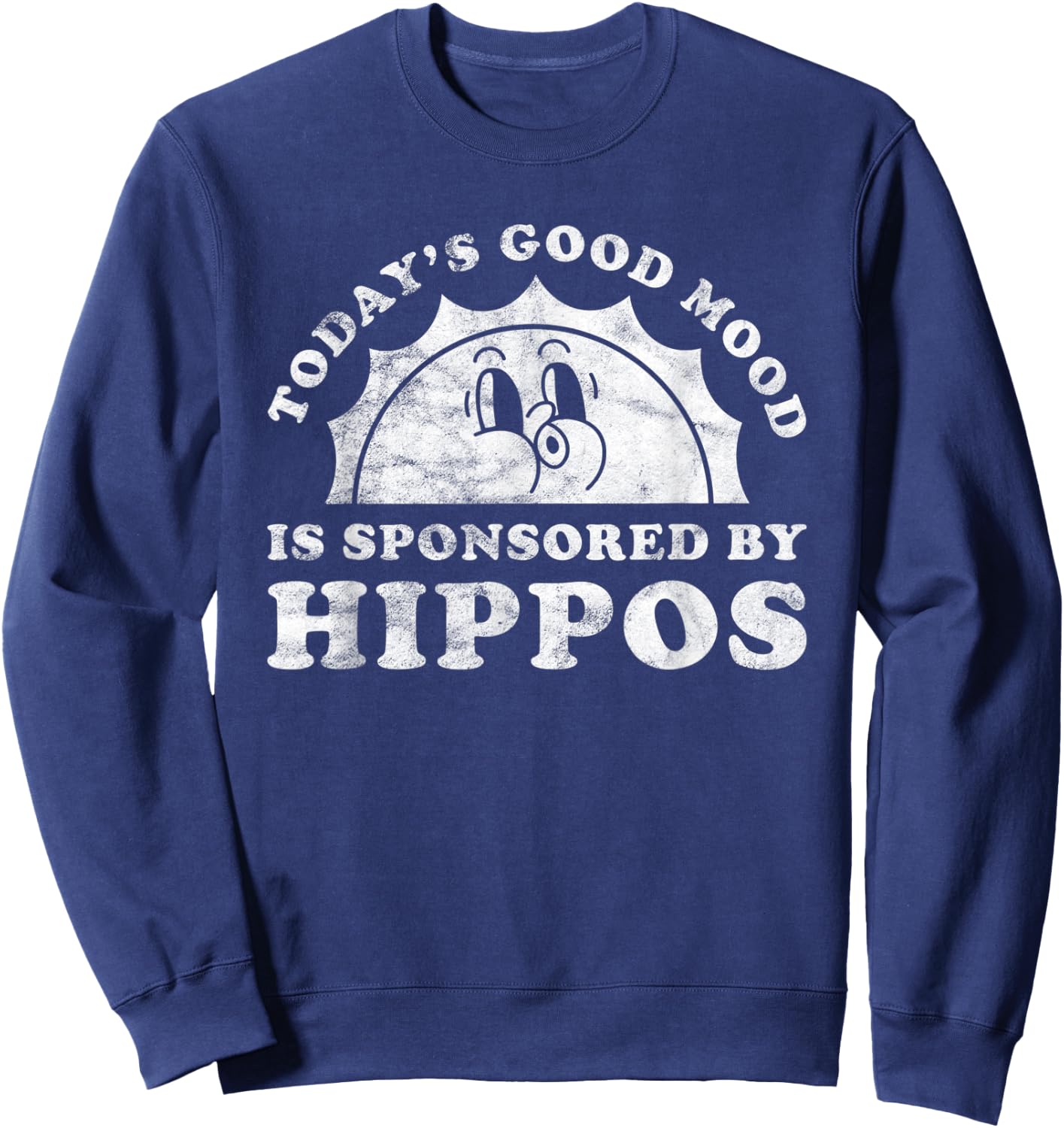 Funny Cute Retro Vintage Hippos or Hippo Sweatshirt - Sweatshirt | Navy