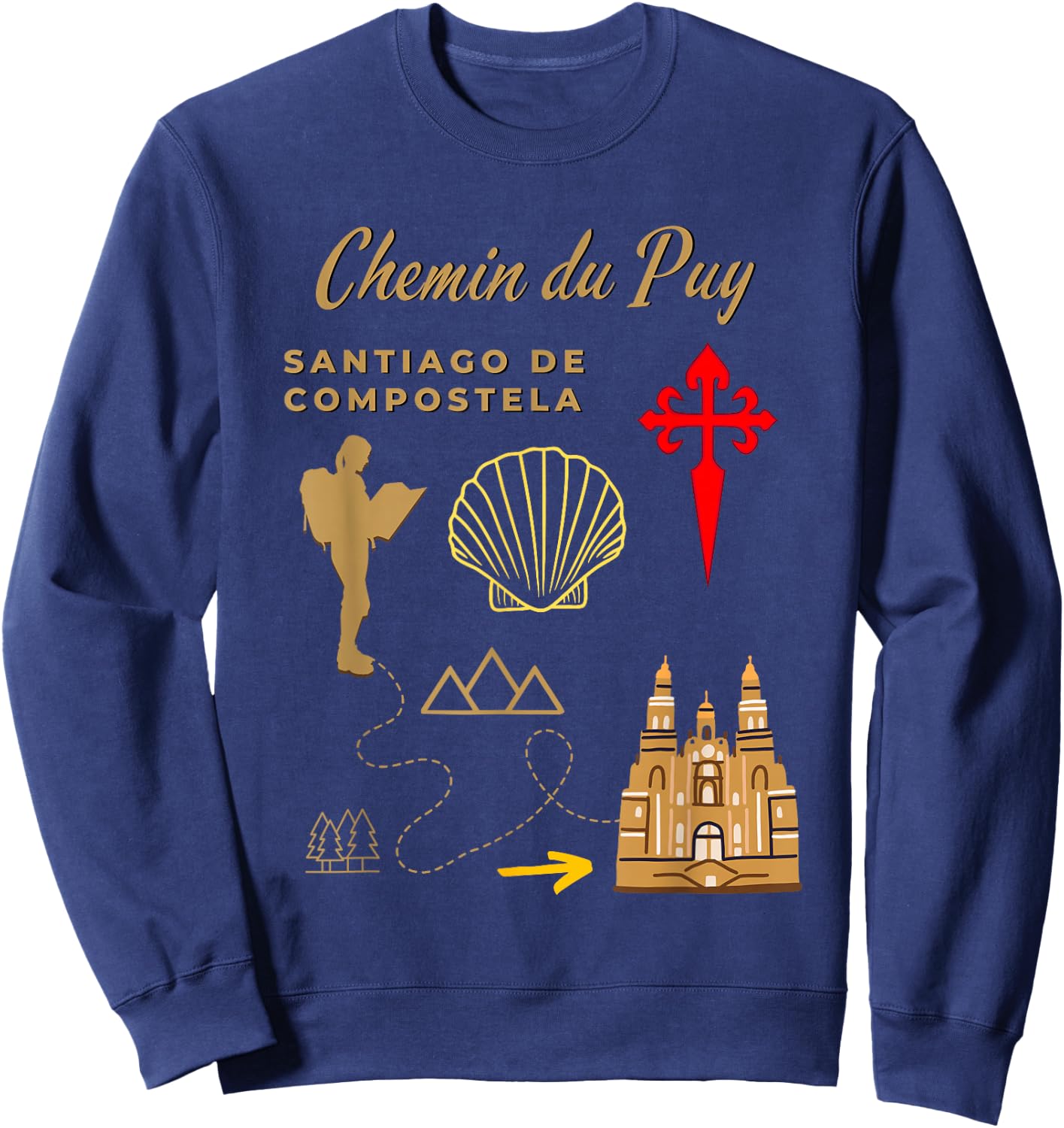 Camino Chemin du Puy Santiago de Compostela Women's Pilgrim Sweatshirt - Sweatshirt | Navy