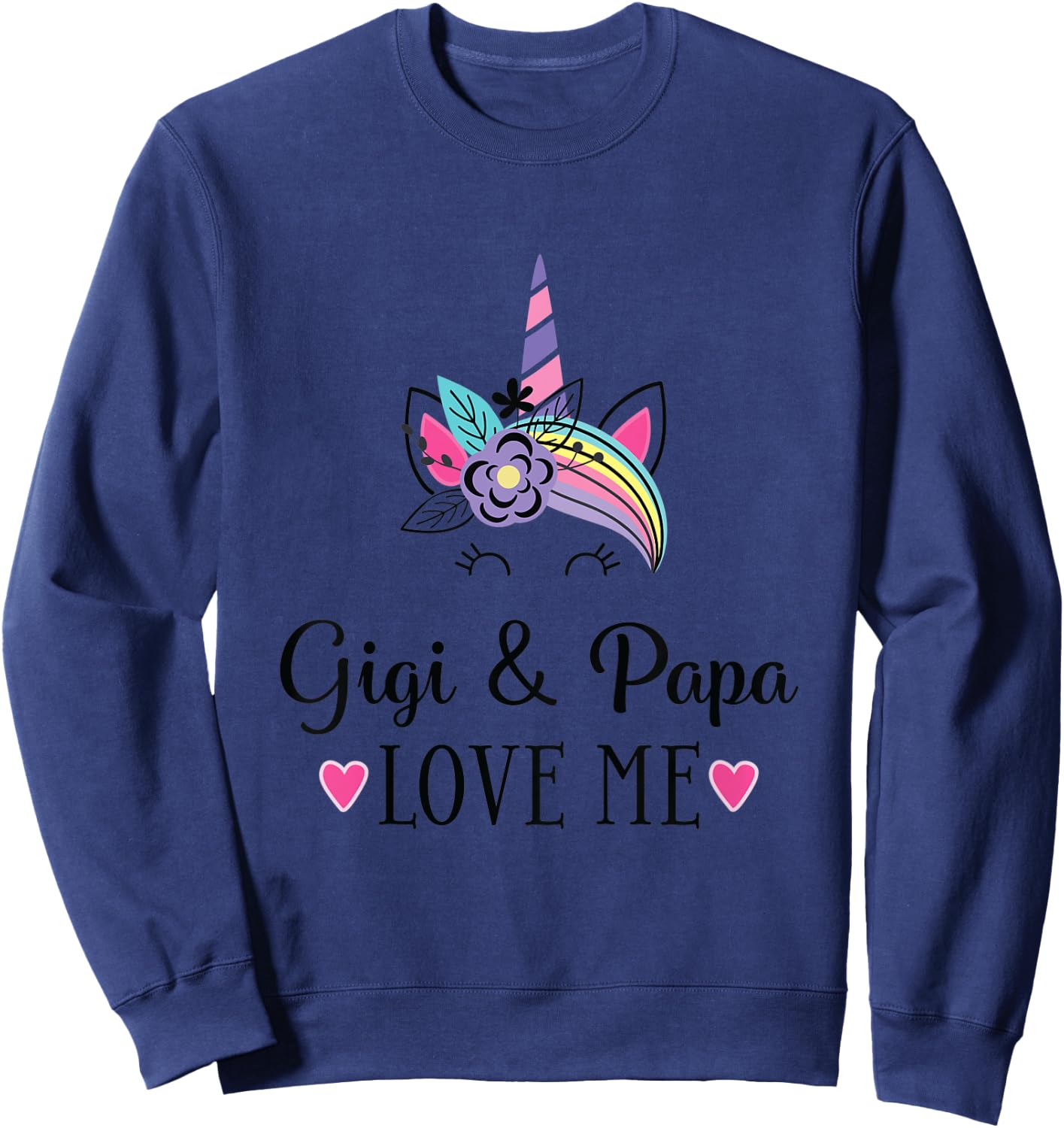 Kids Gigi and Papa Love Me Unicorn Sweatshirt - Sweatshirt | Navy