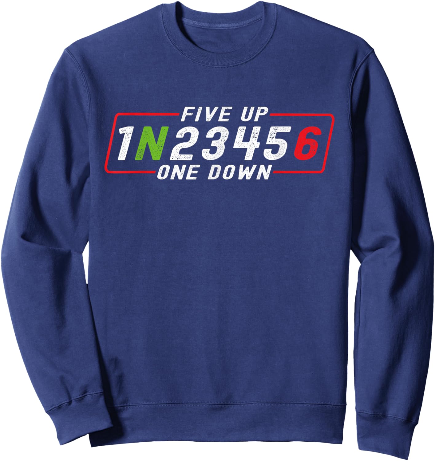 Five Up One Down Motorrad Schaltschema Biker Spruch Sweatshirt - Sweatshirt | Navy