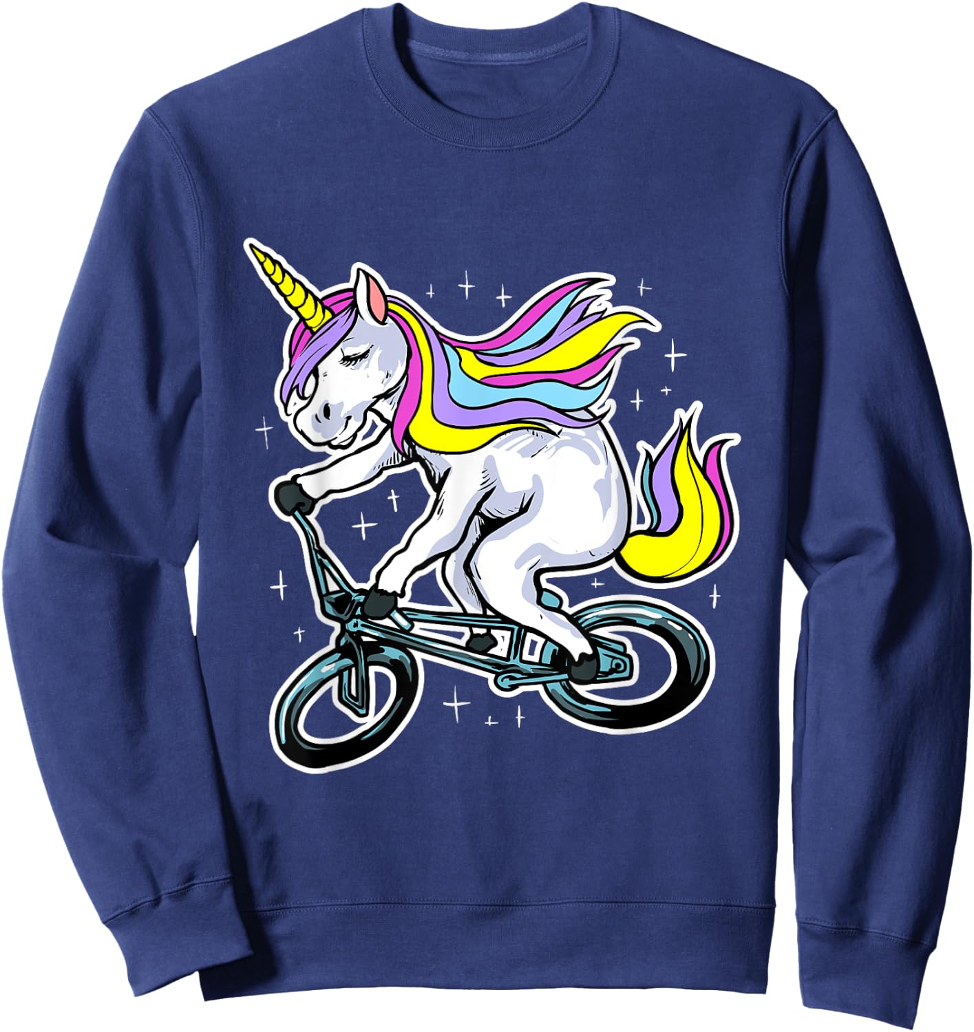 Funny Magic BMX Bike Bicycle Rider Unicorn Costume Sweatshirt - Sweatshirt | Navy
