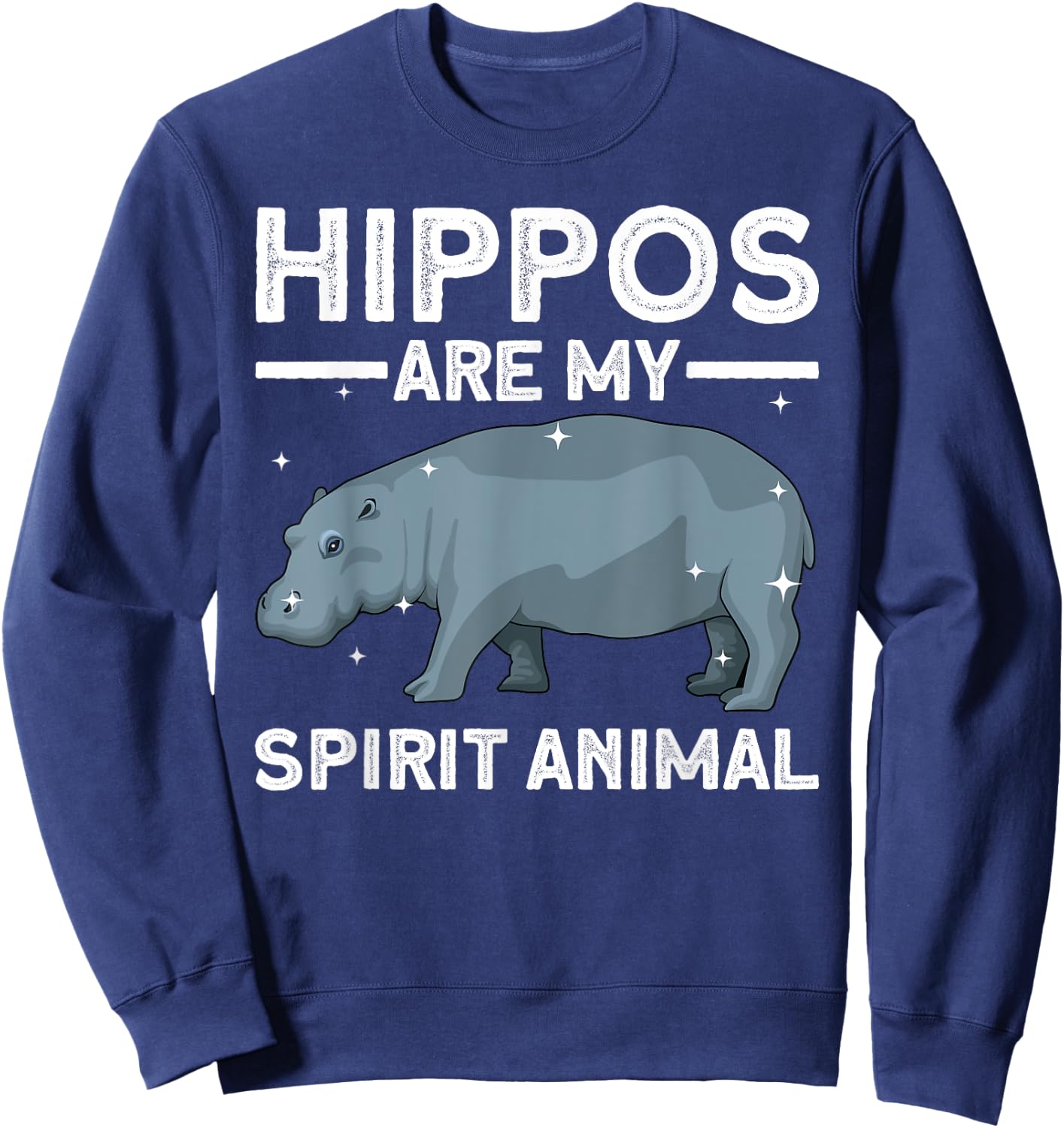 Funny Hippopotamus Design Women Animal Hippo Lover Sweatshirt - Sweatshirt | Navy