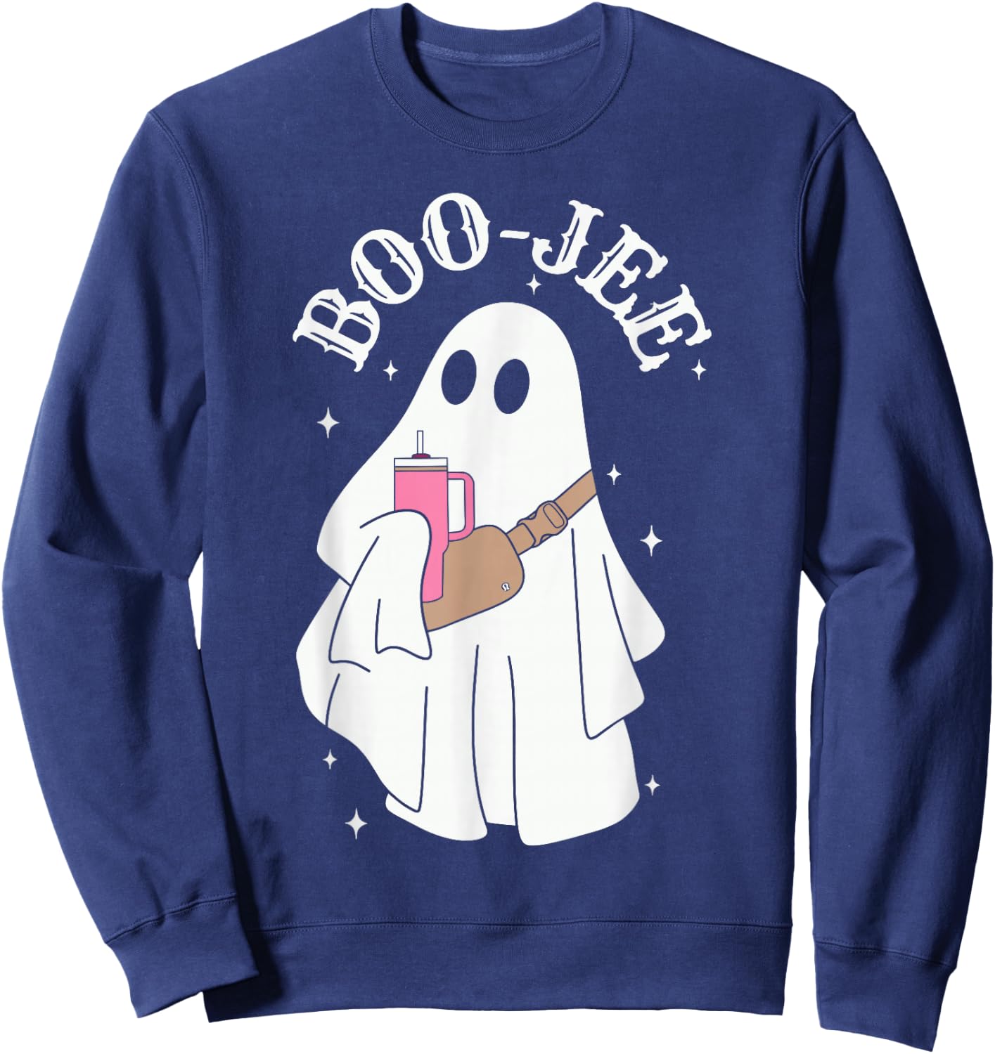 Boujee Boo-jee Cute Ghost Spooky Season Halloween Costume Sweatshirt - Sweatshirt | Navy