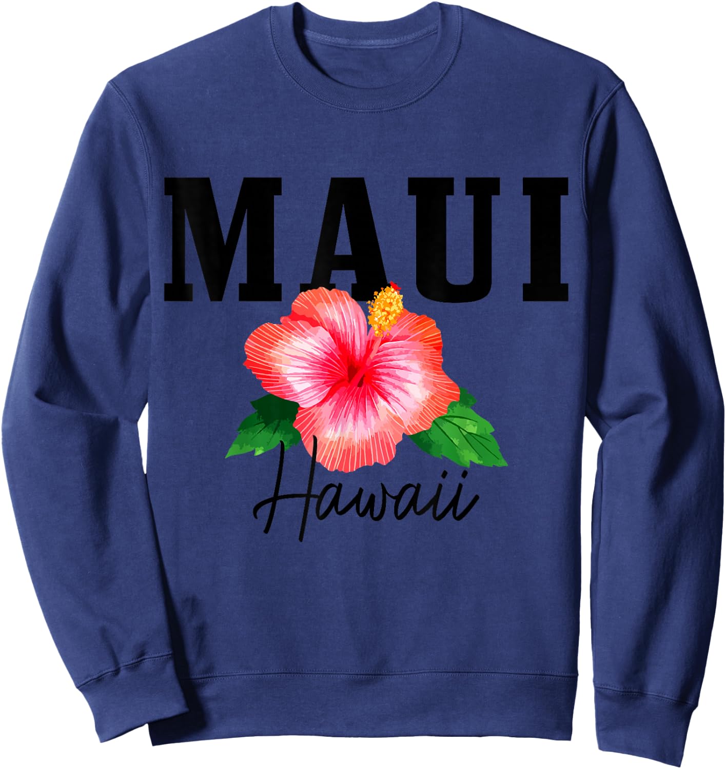 Maui Hawaii Floral Hibiscus Surf Surfer Vintage Hawaii Sweatshirt - Sweatshirt | Navy