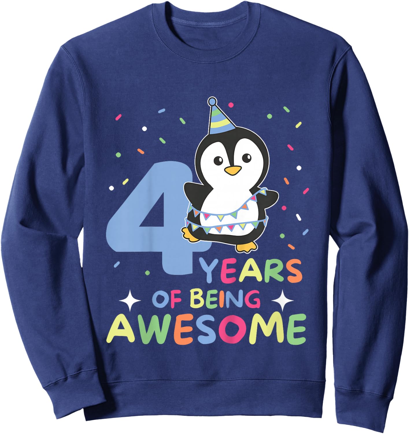 4th Birthday Penguin For Children Four Years Old Sweatshirt - Sweatshirt | Navy