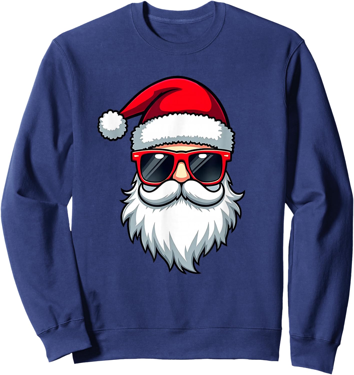 Cool Santa in Sunglasses Christmas Modern Holiday Art , Black, S Sweatshirt - Sweatshirt | Navy