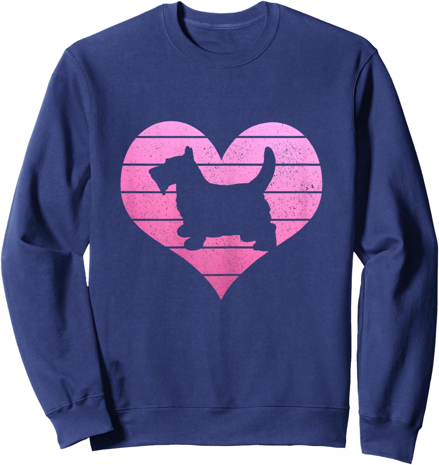 Scottish Terrier Heart Scottie Mom Dad Funny Cute Dog Lover Sweatshirt - Sweatshirt | Navy