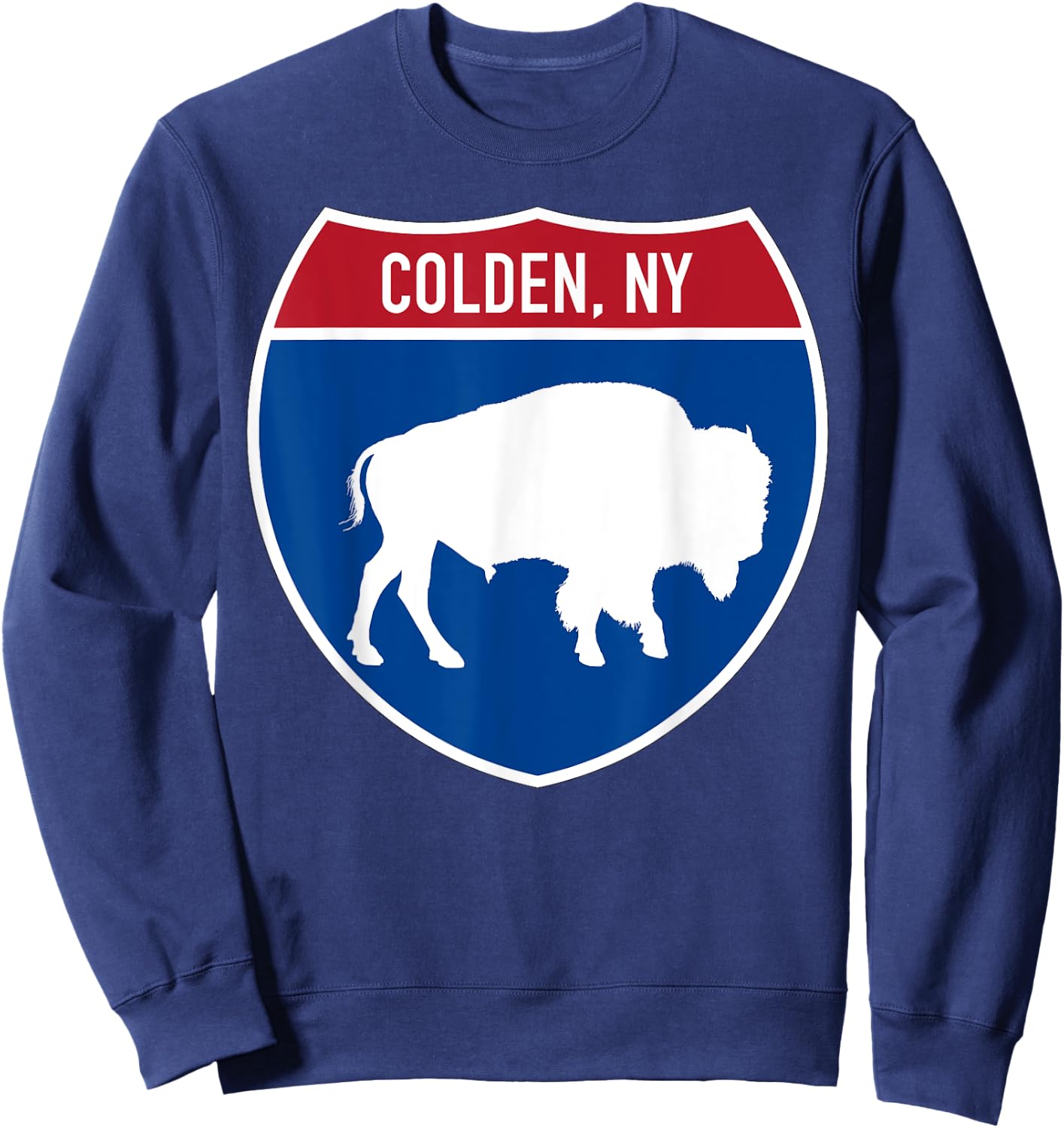 Colden New York Buffalo NY Highway Interstate Sign Sweatshirt - Sweatshirt | Navy