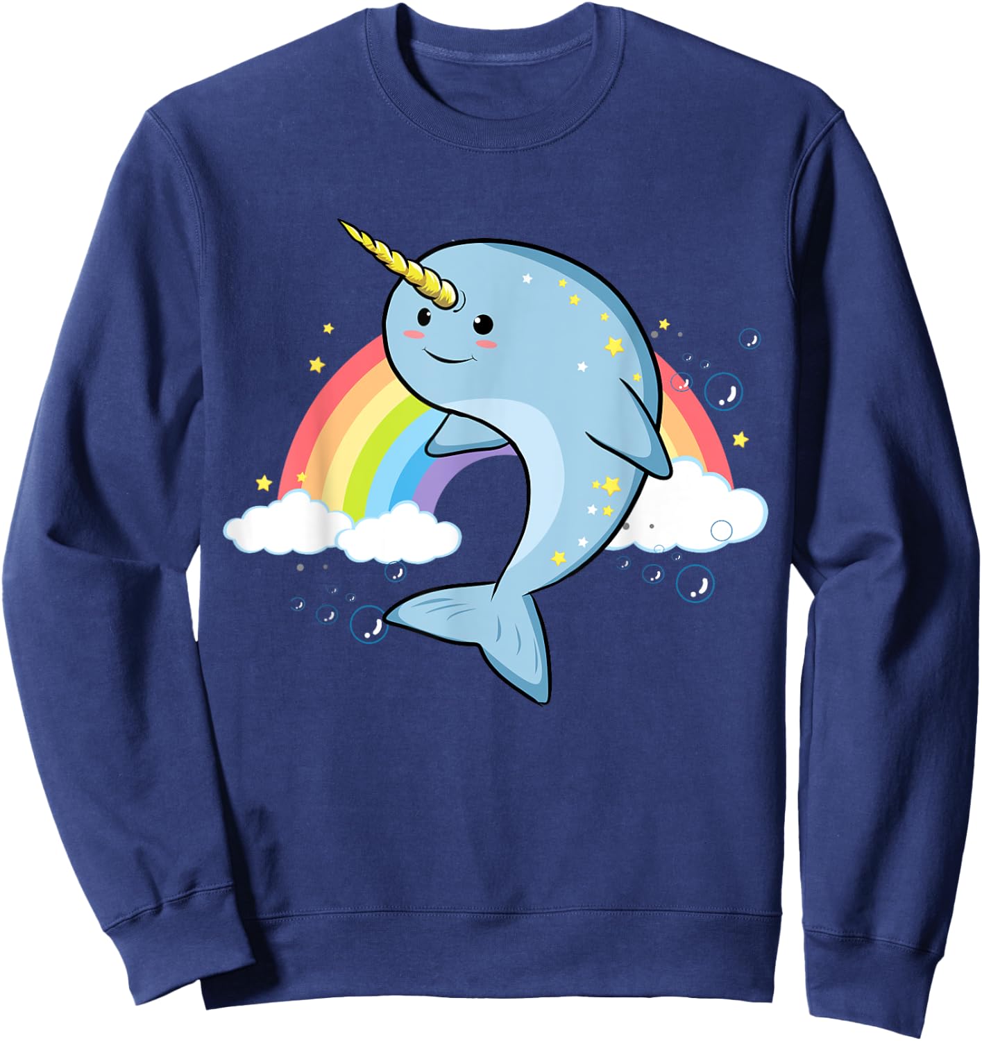 Funny Narwhal Unicorn of the Sea Lover Horn Rainbow Kawaii Sweatshirt - Sweatshirt | Navy
