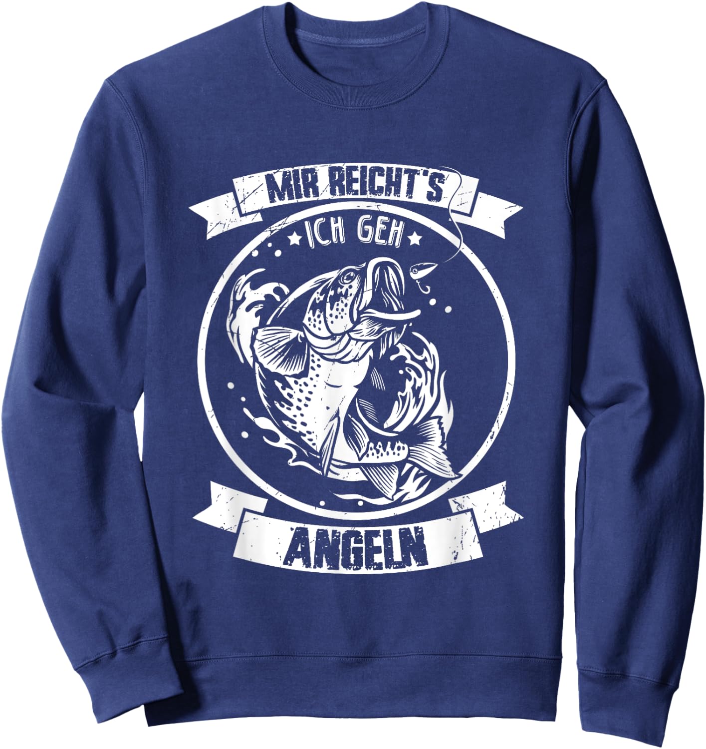 Mir reichts ich geh Angeln Fischen Fischer Angler - Mir reichts ich geh Angeln Shirts & co. - Herren - Schwarz - S - Kurzarm - Klassische Passform - 100% Polyester - Fishing Sweatshirt - Sweatshirt | Navy