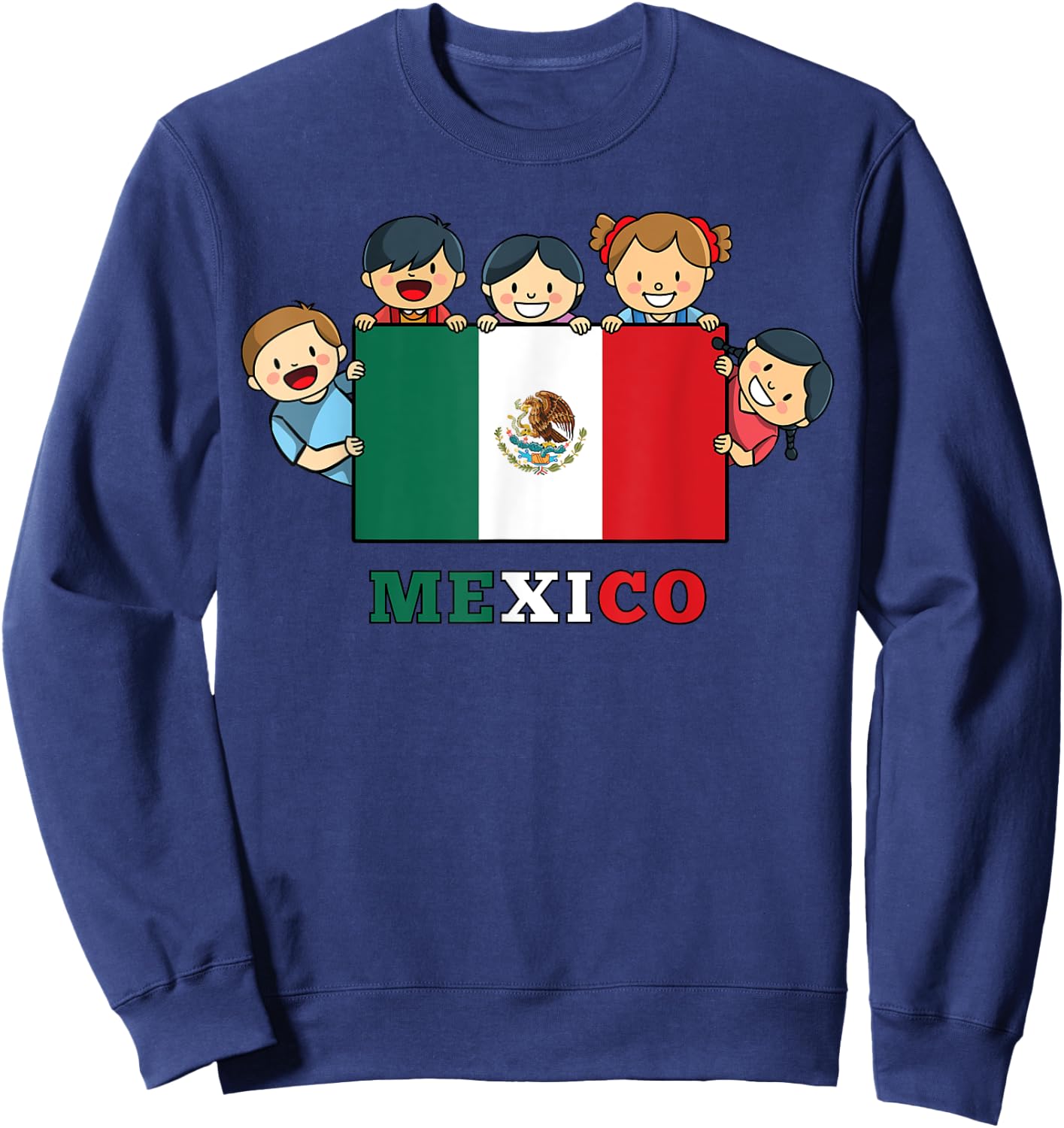 Kids Mexico Flag Hispanic Heritage Month Mexican Sweatshirt - Sweatshirt | Navy