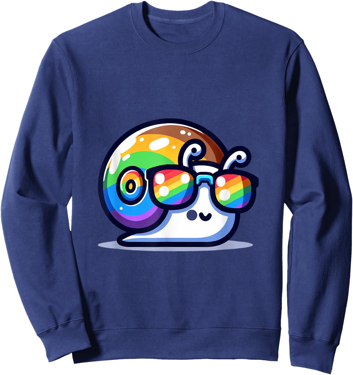 Awesome Rainbow Sunglasses Cute Snail Sweatshirt - Sweatshirt | Navy