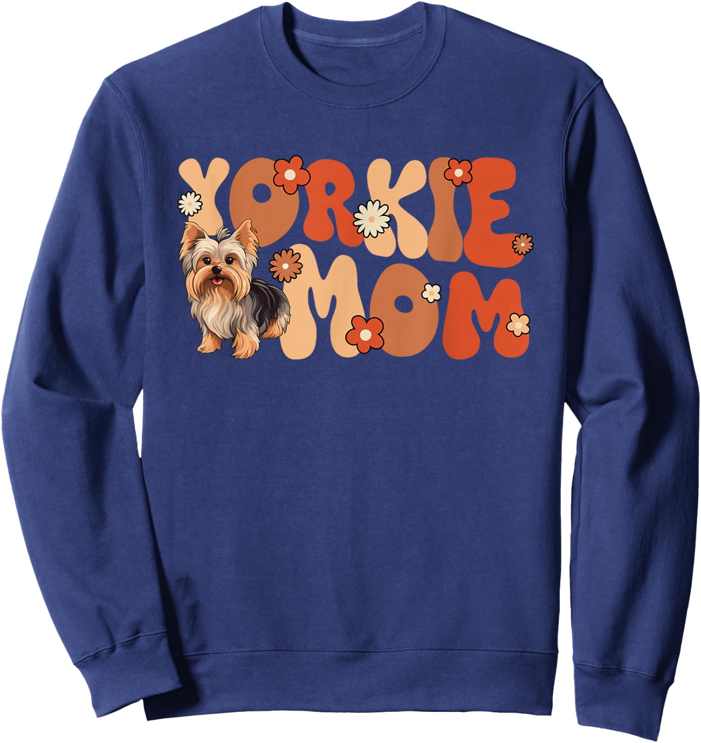 Yorkshire Terrier Groovy World's Best Yorkie Mom Sweatshirt - Sweatshirt | Navy
