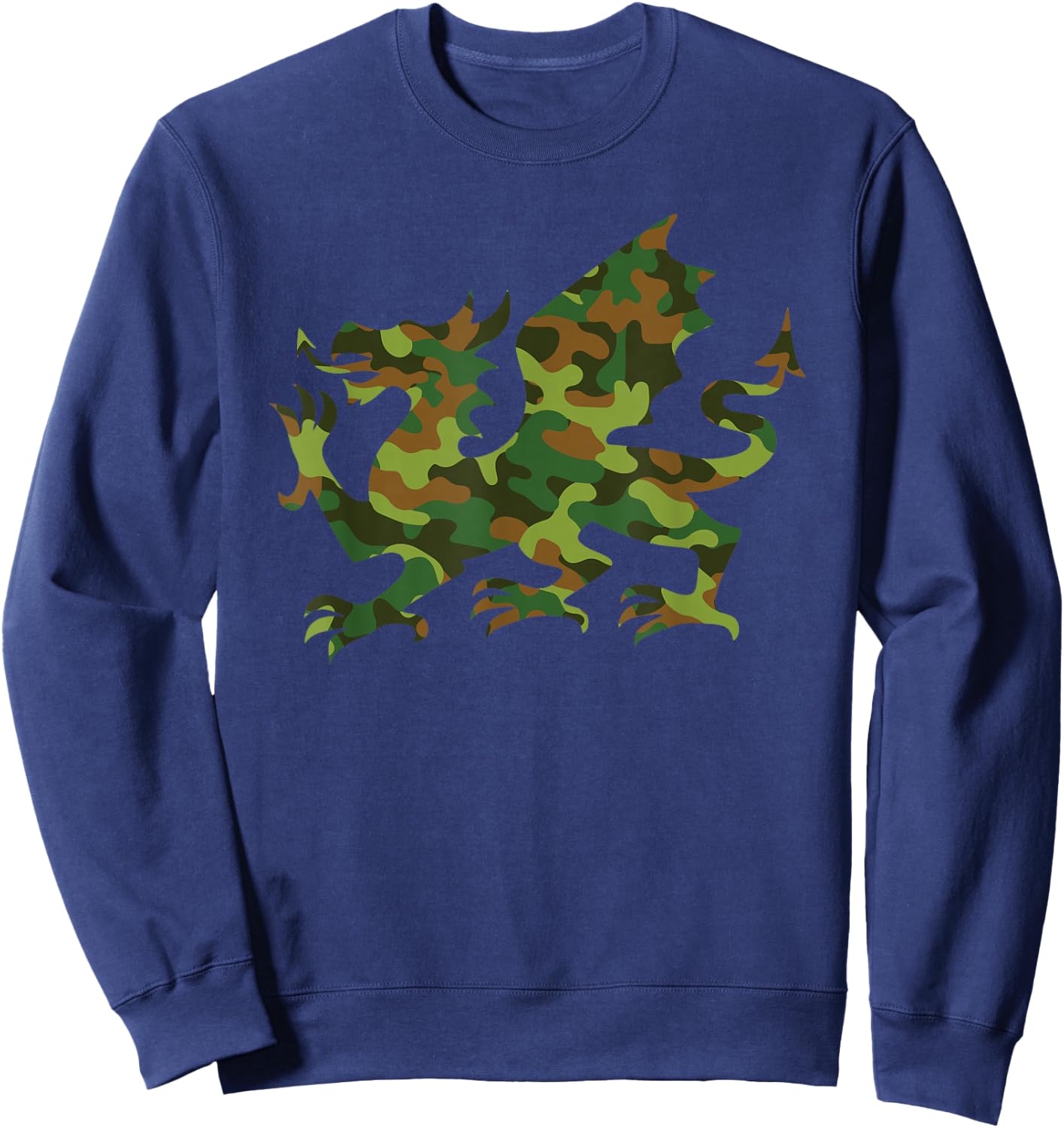 Cool Camo Camouflage Dragon Fantasy Gamer Dragon Men Women Sweatshirt - Sweatshirt | Navy