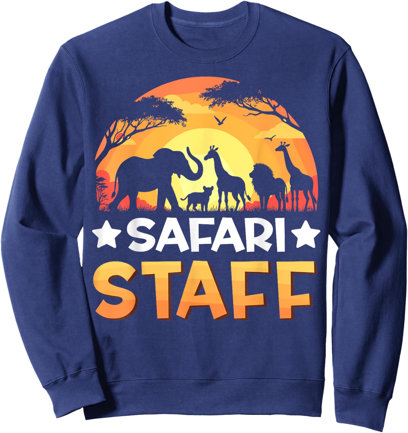 Safari Staff Safari Animals Sunset Wildlife Matching Zoo Sweatshirt - Sweatshirt | Navy