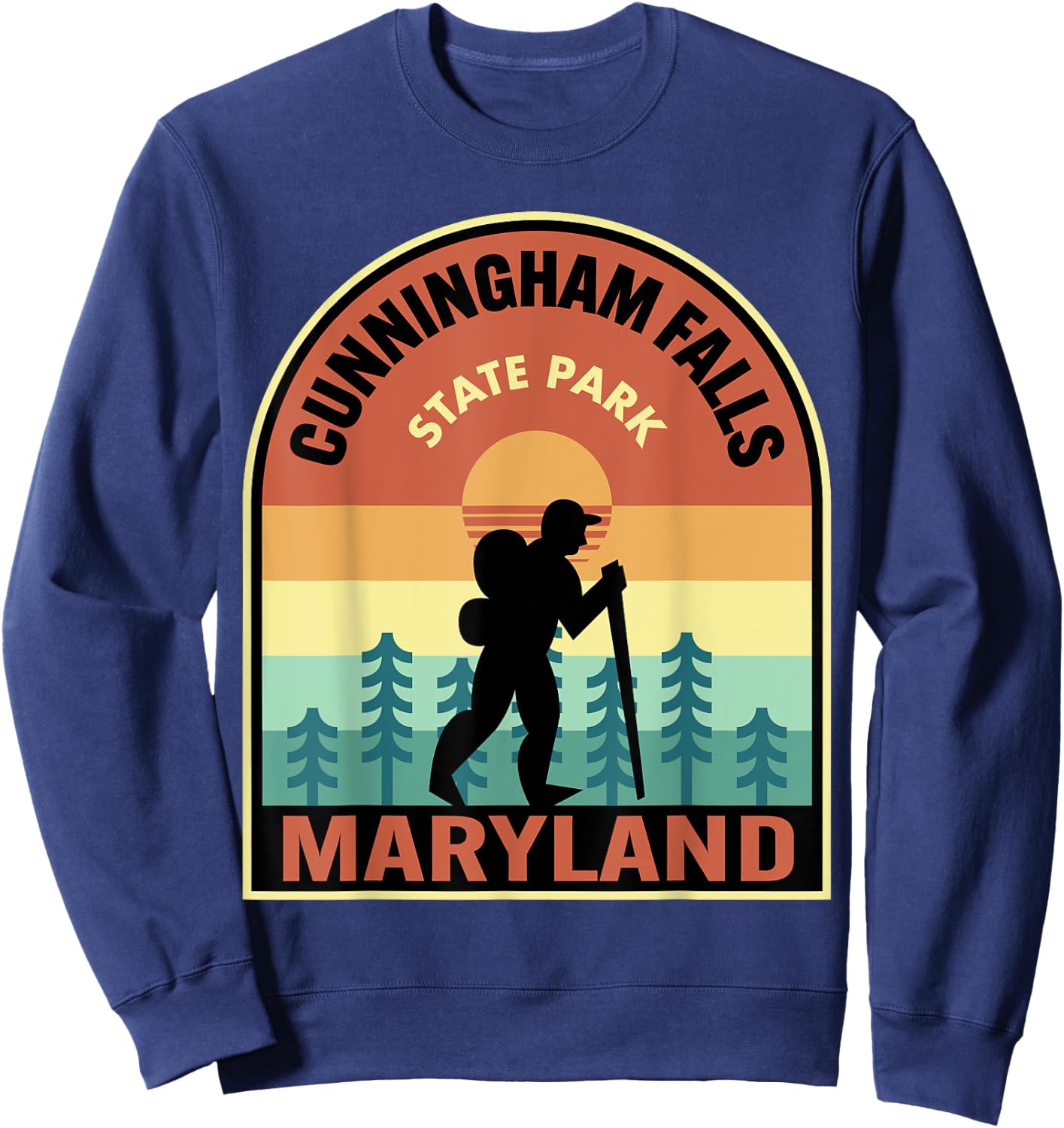 Cunningham Falls State Park Maryland Retro Hiking Sweatshirt - Sweatshirt | Navy
