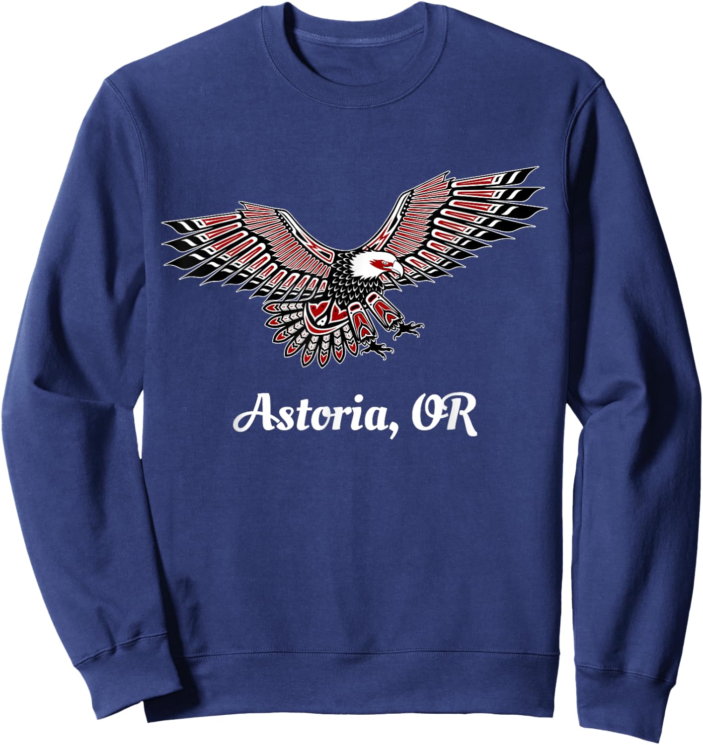 Astoria, OR Eagle PNW Native American Totem Sweatshirt - Sweatshirt | Navy
