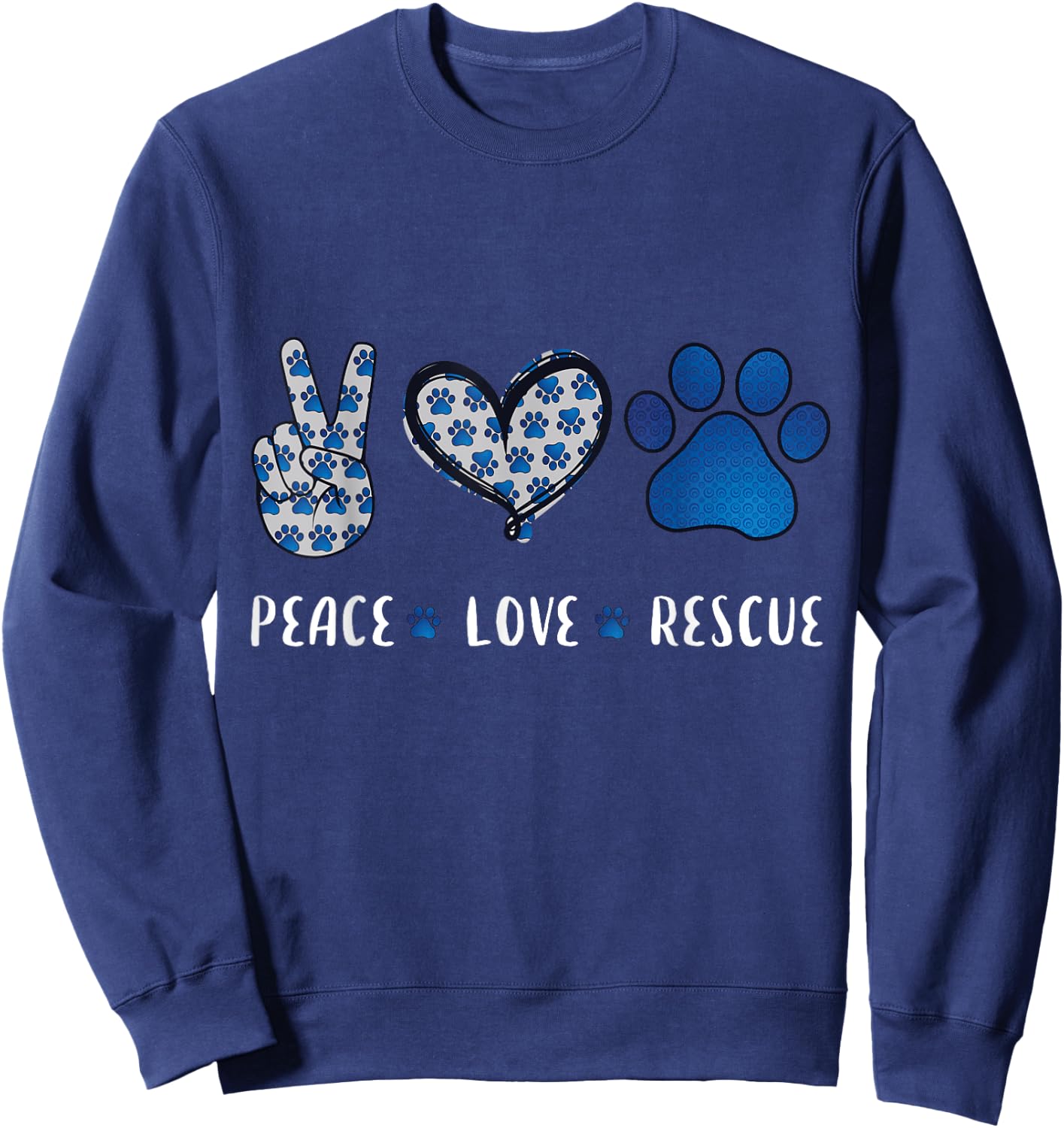 Peace Love dog cat rescue pets gifts women vet tech Sweatshirt - Sweatshirt | Navy